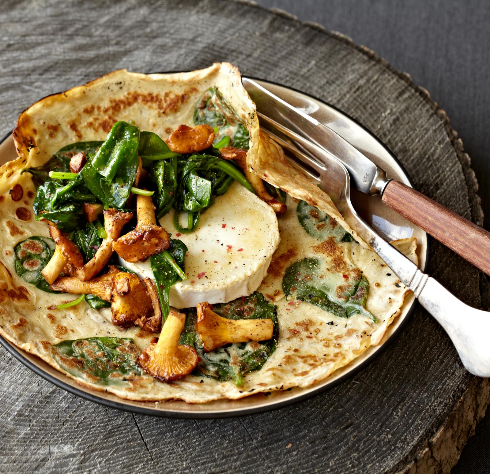 Spinatpandekager med gedeost