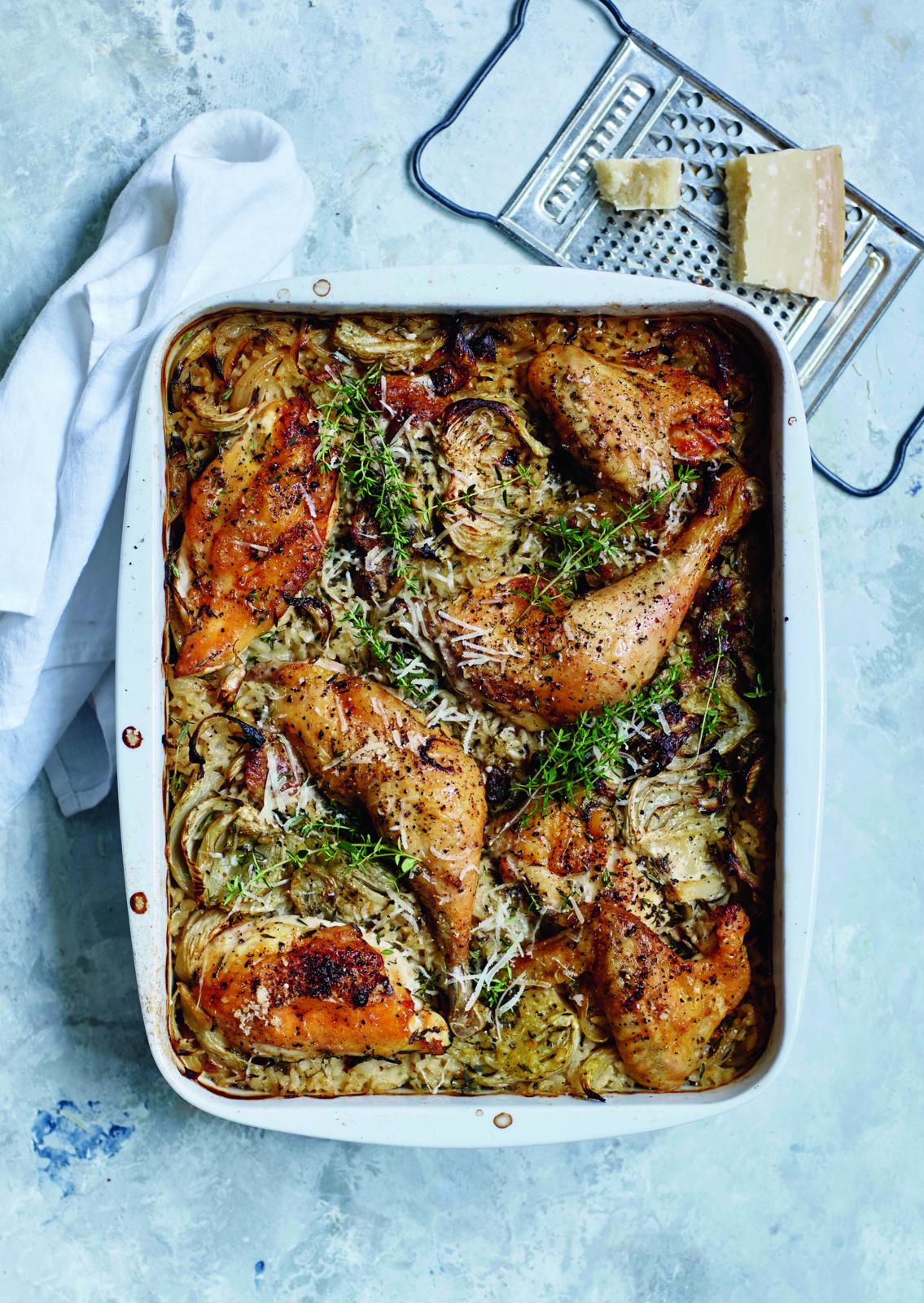 Risotto-fad med kylling og fennikel