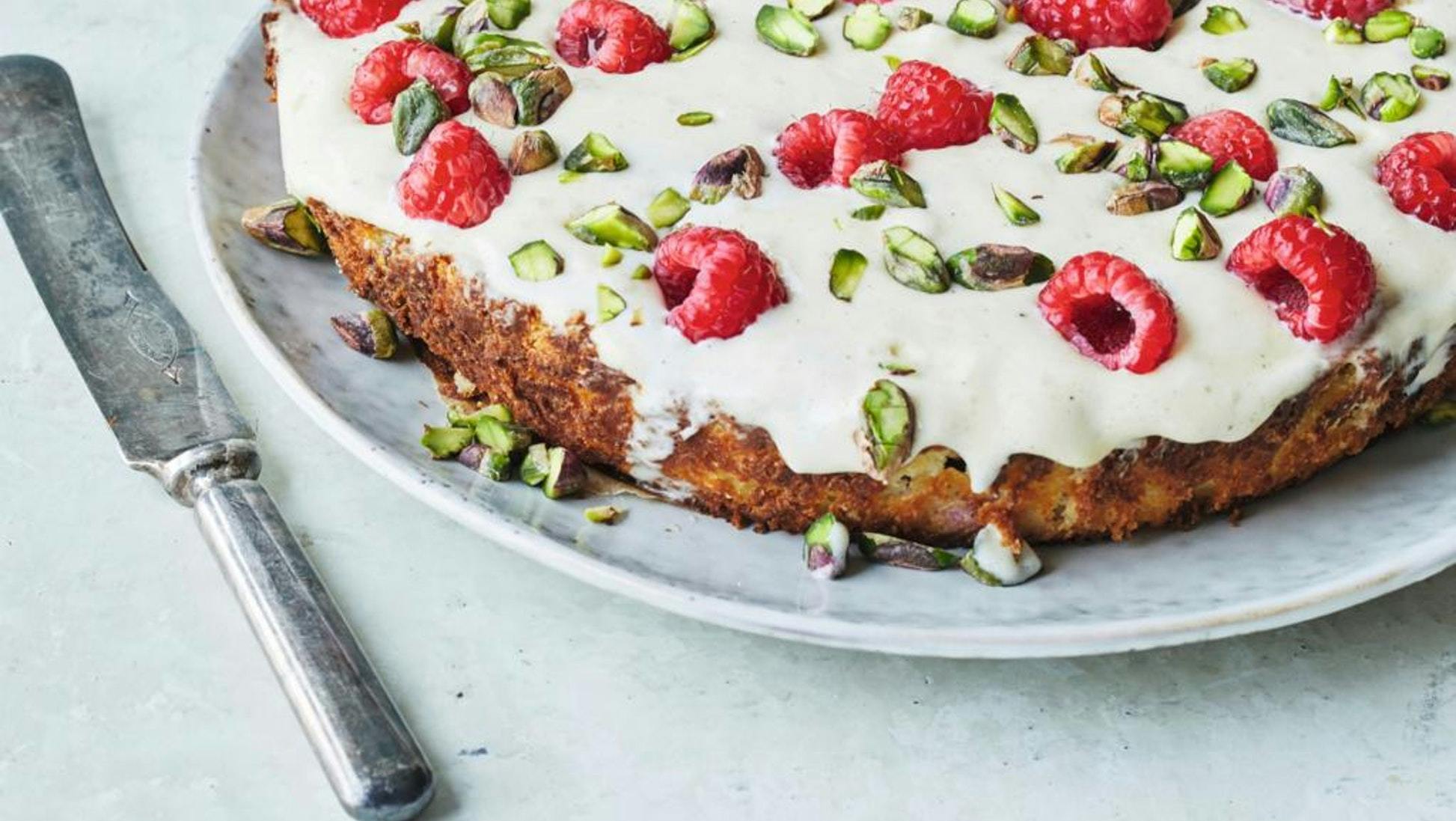 Gâteau Marcel med hvid chokolade og hindbær