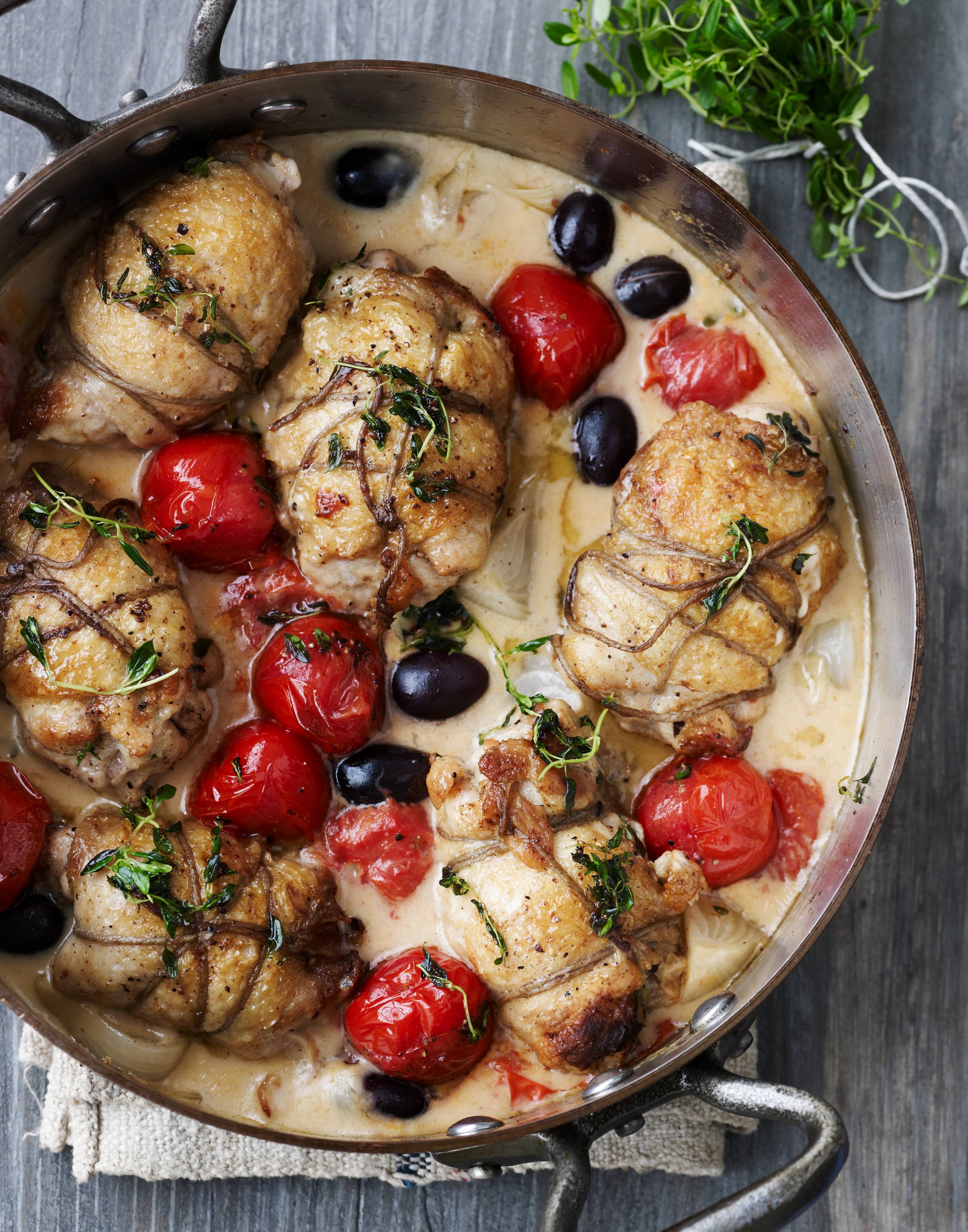 Fyldte kyllingelår med timian og tomat