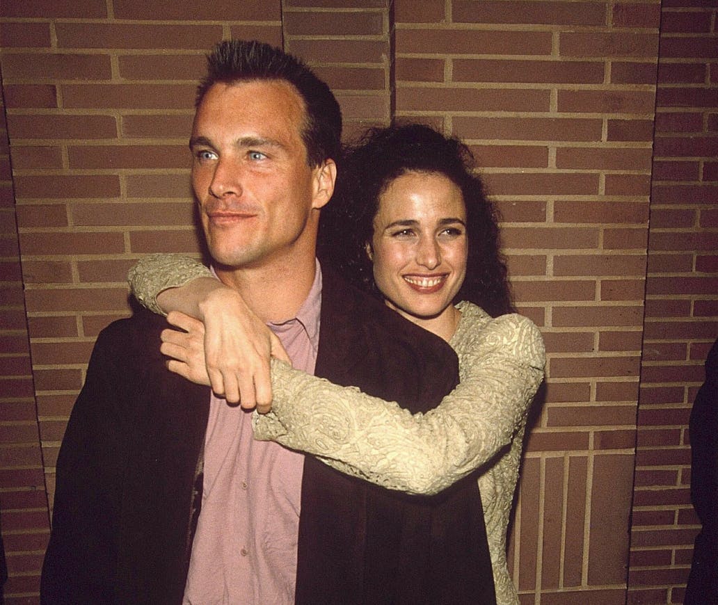 Andie MacDowell med sin eksmand Paul Qualley