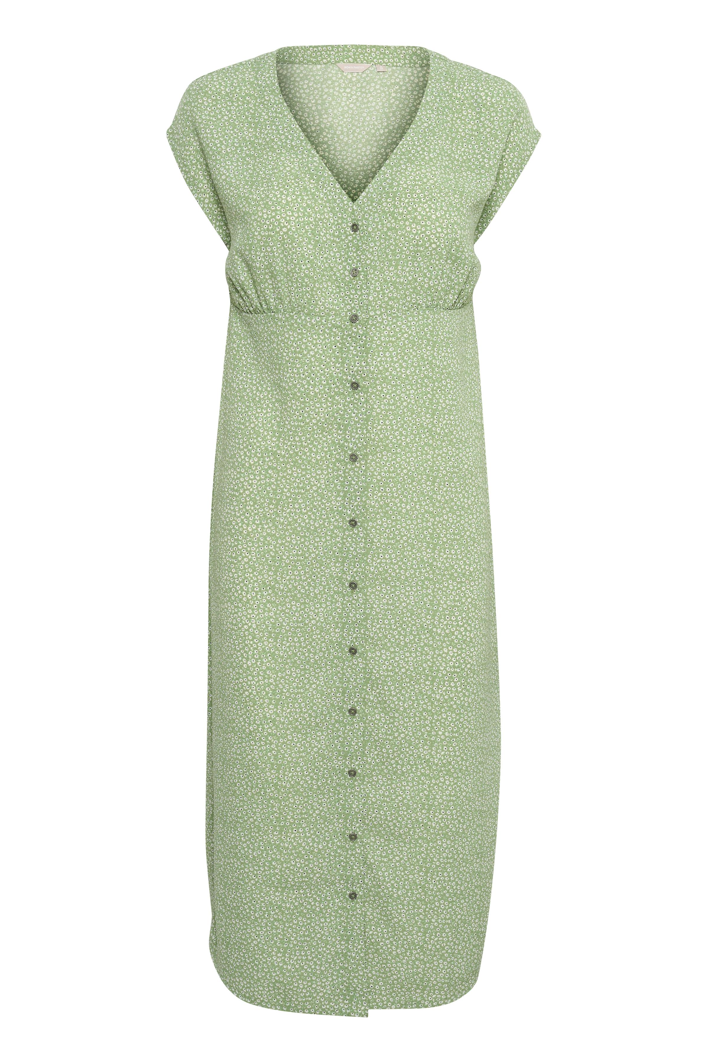 Lang grøn kjole med mønster