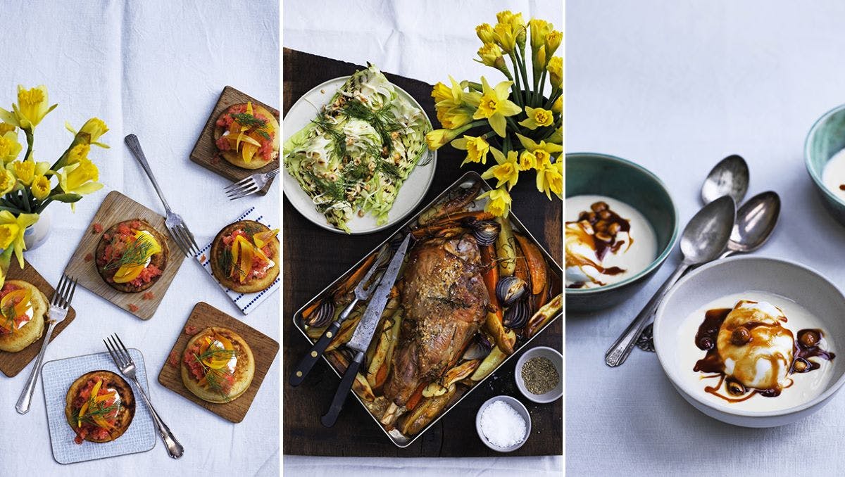 Bud på forret, hovedret og dessert til påskefrokosten