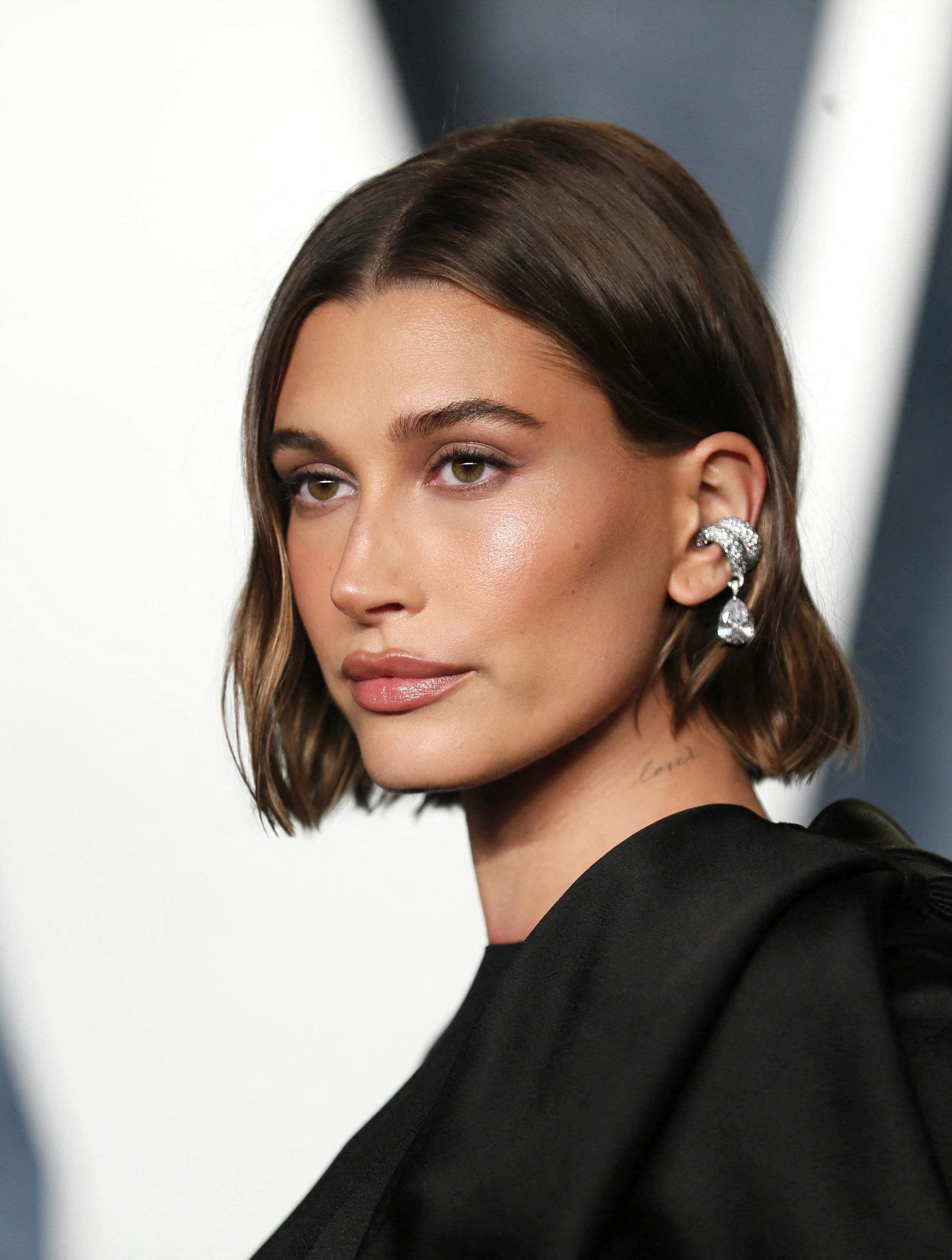 Hailey Bieber arrives at the Vanity Fair Oscar party after the 95th Academy Awards, known as the Oscars, in Beverly Hills, California, U.S., March 12, 2023. REUTERS/Danny Moloshok