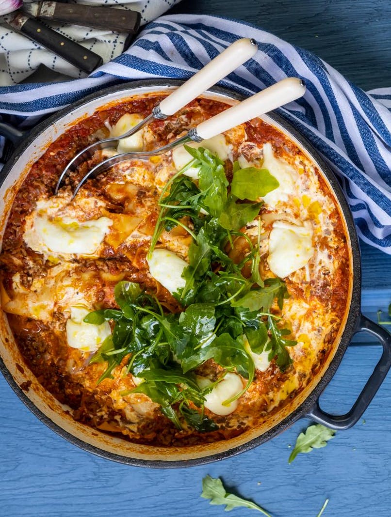 Klassisk lasagne lavet på grøntsager og oksekød