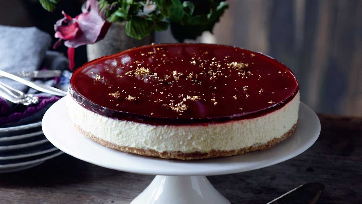 Jule-cheesecake med kirsebærgelé