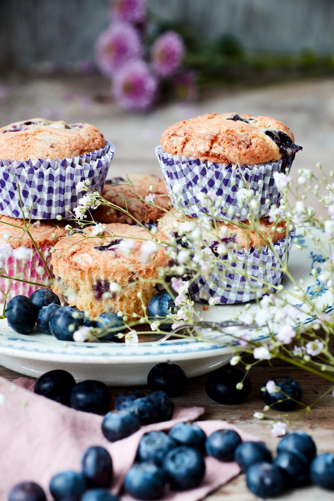 Lækre og saftige blåbærmuffins
