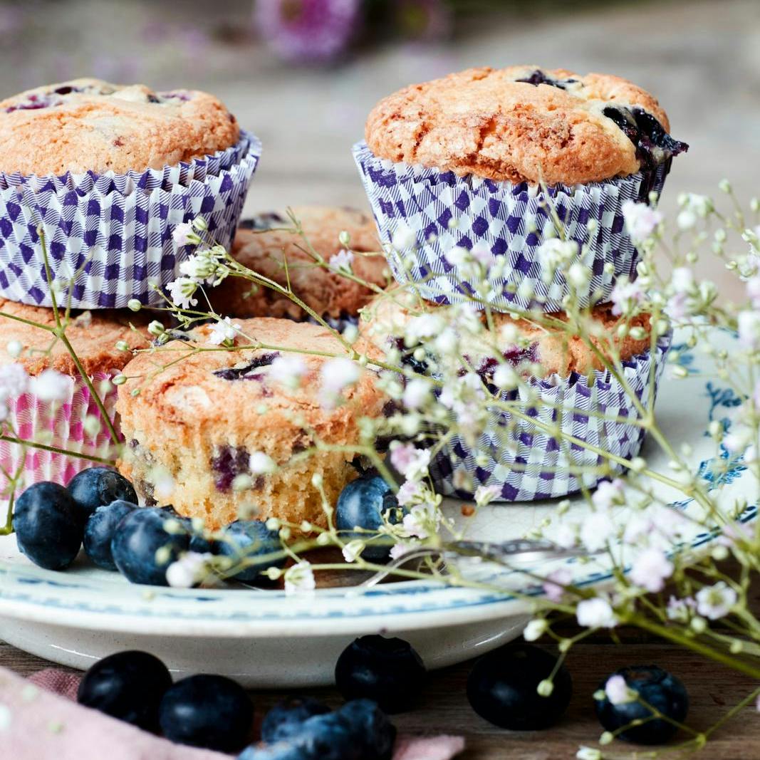 Lækre og saftige blåbærmuffins