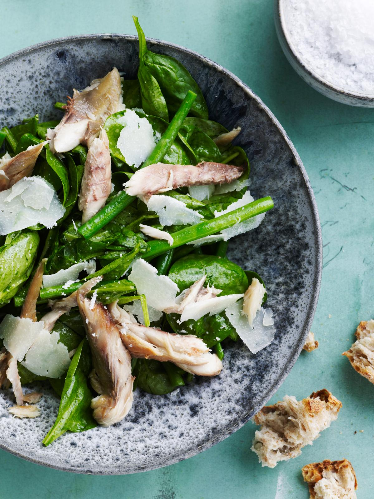 Salat med røget makrel og grønne bønner
