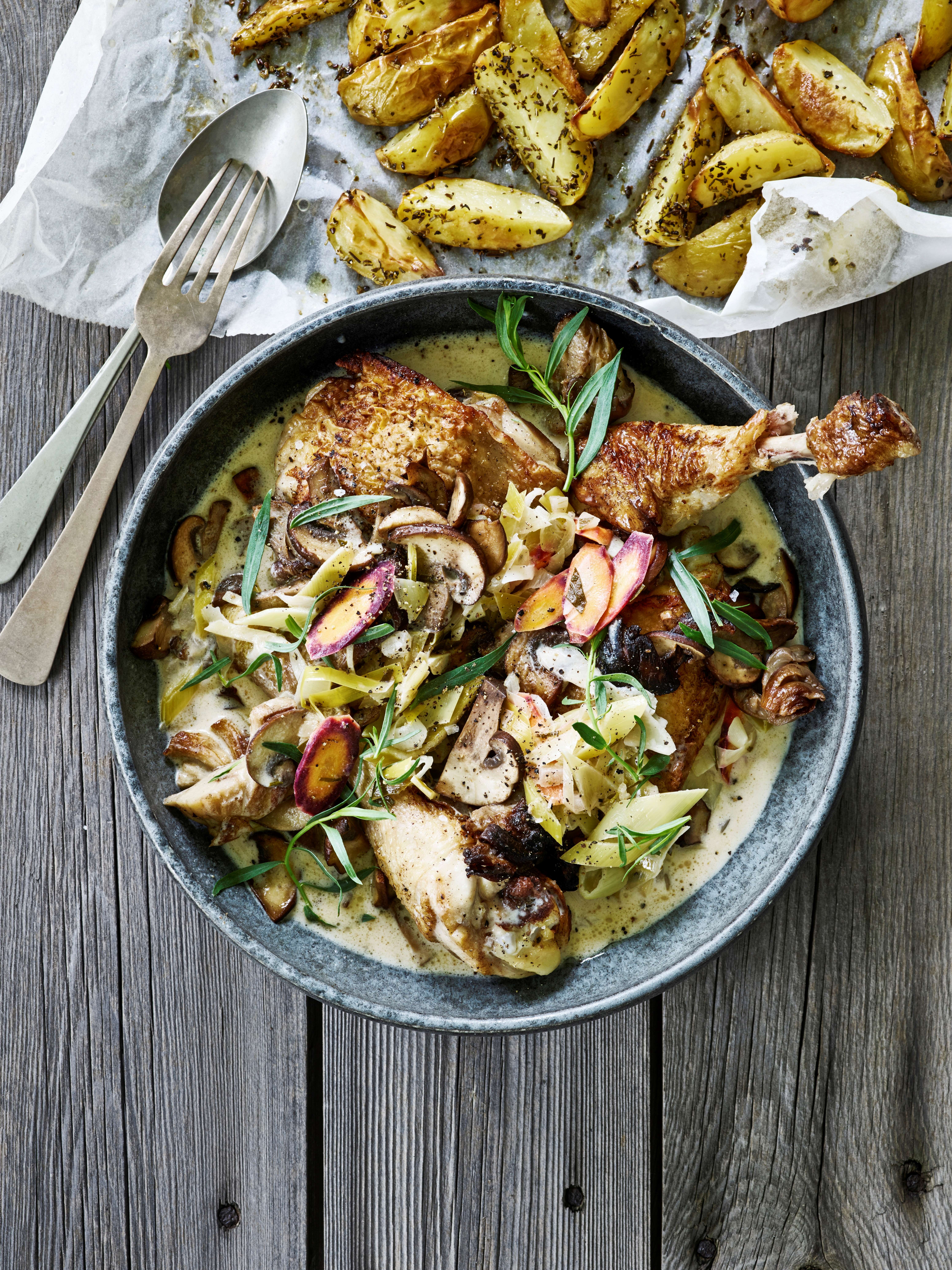 Kylling i hvidvin og estragon