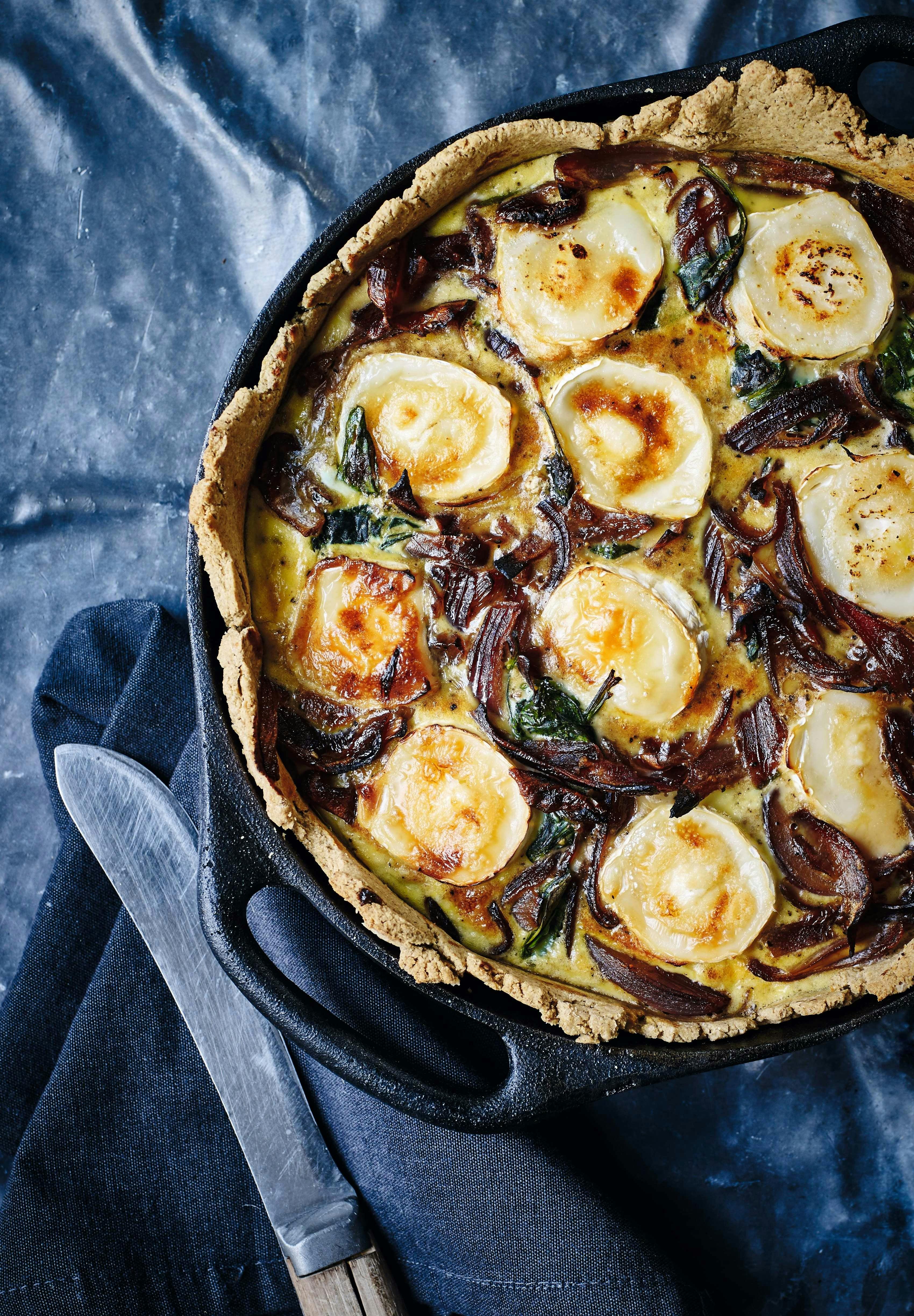 Tærte med gedeost og spinat