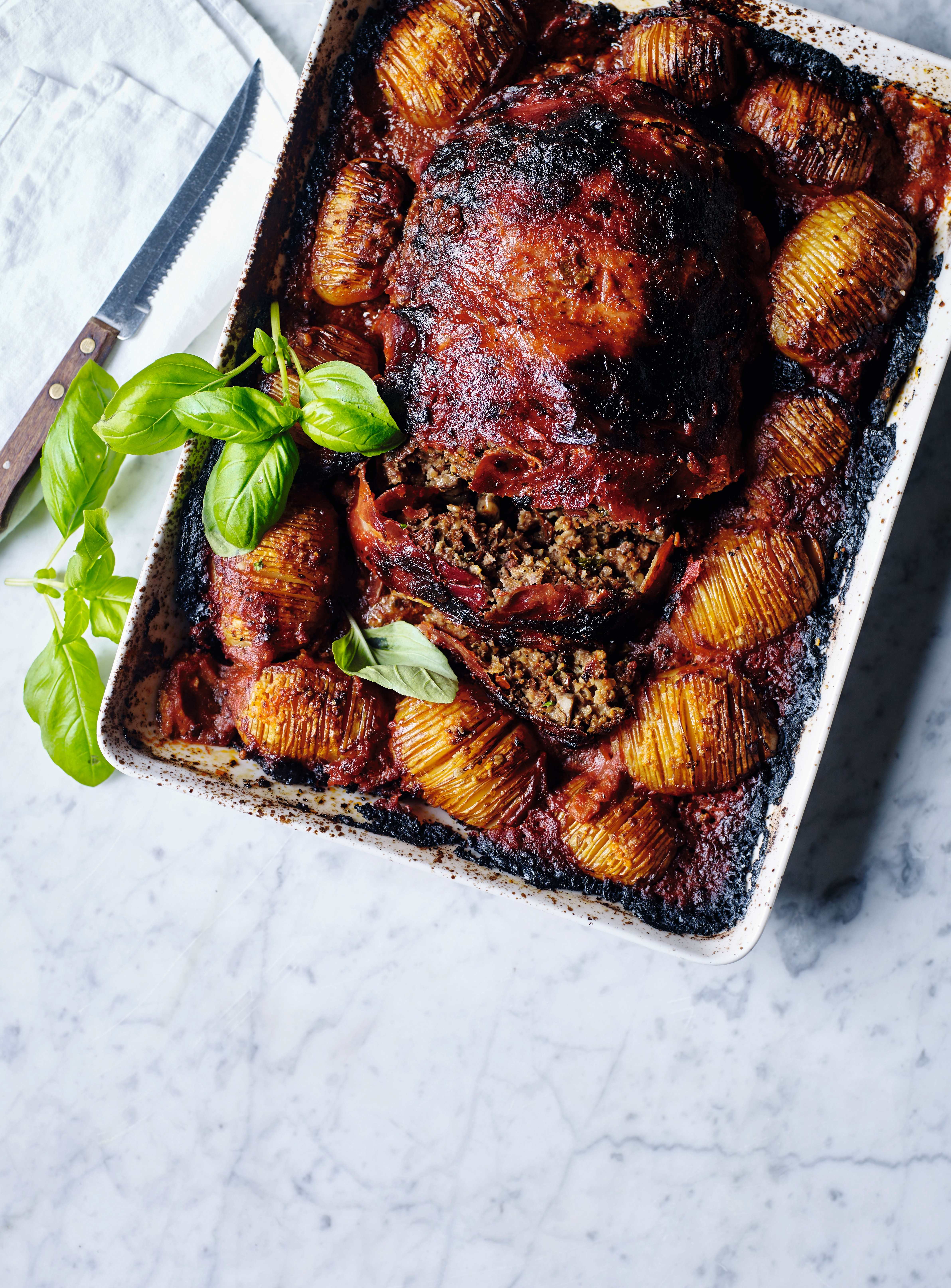 Italiensk farsbrød med hasselkartofler