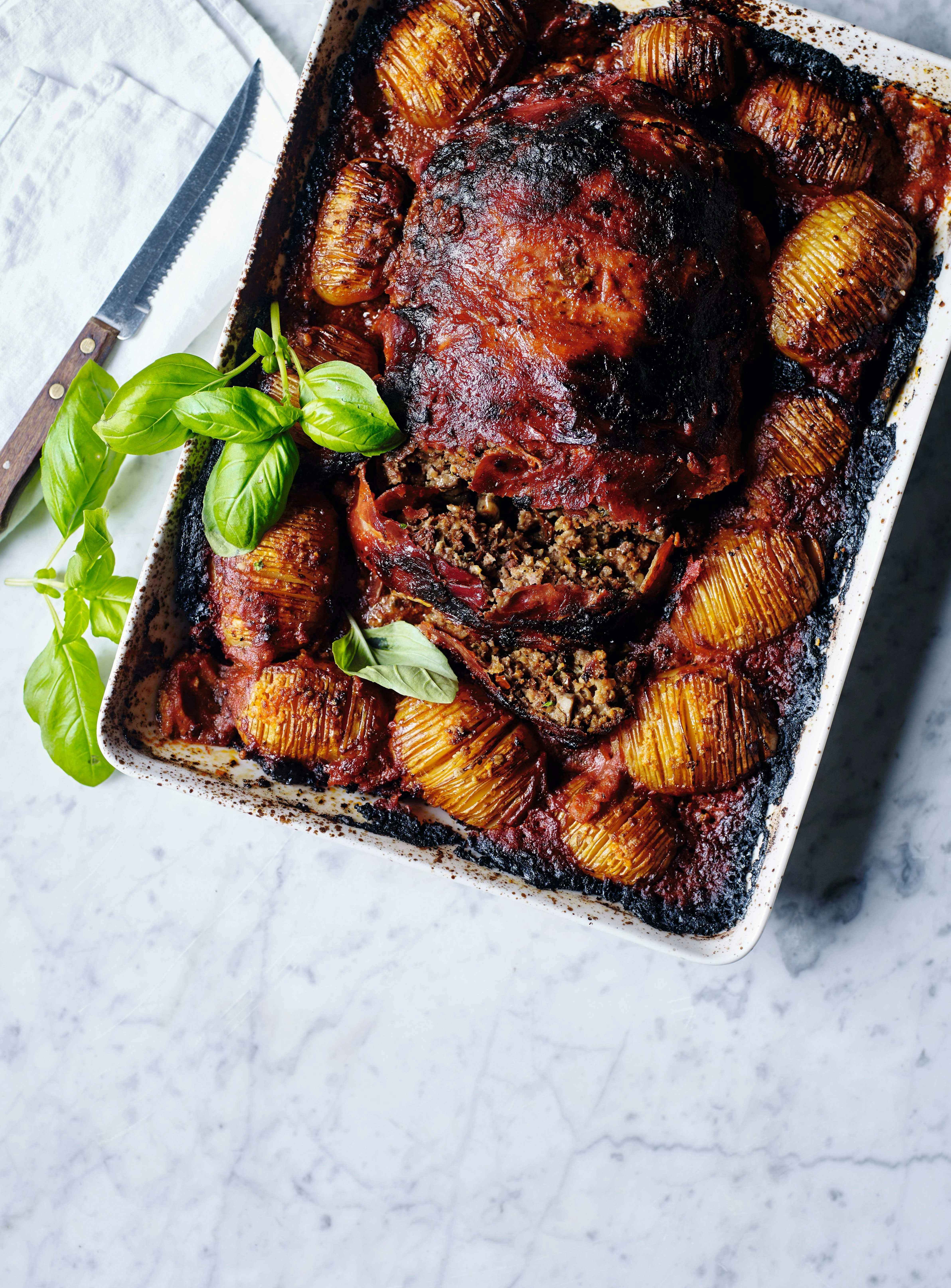 Italiensk farsbrød med hasselkartofler