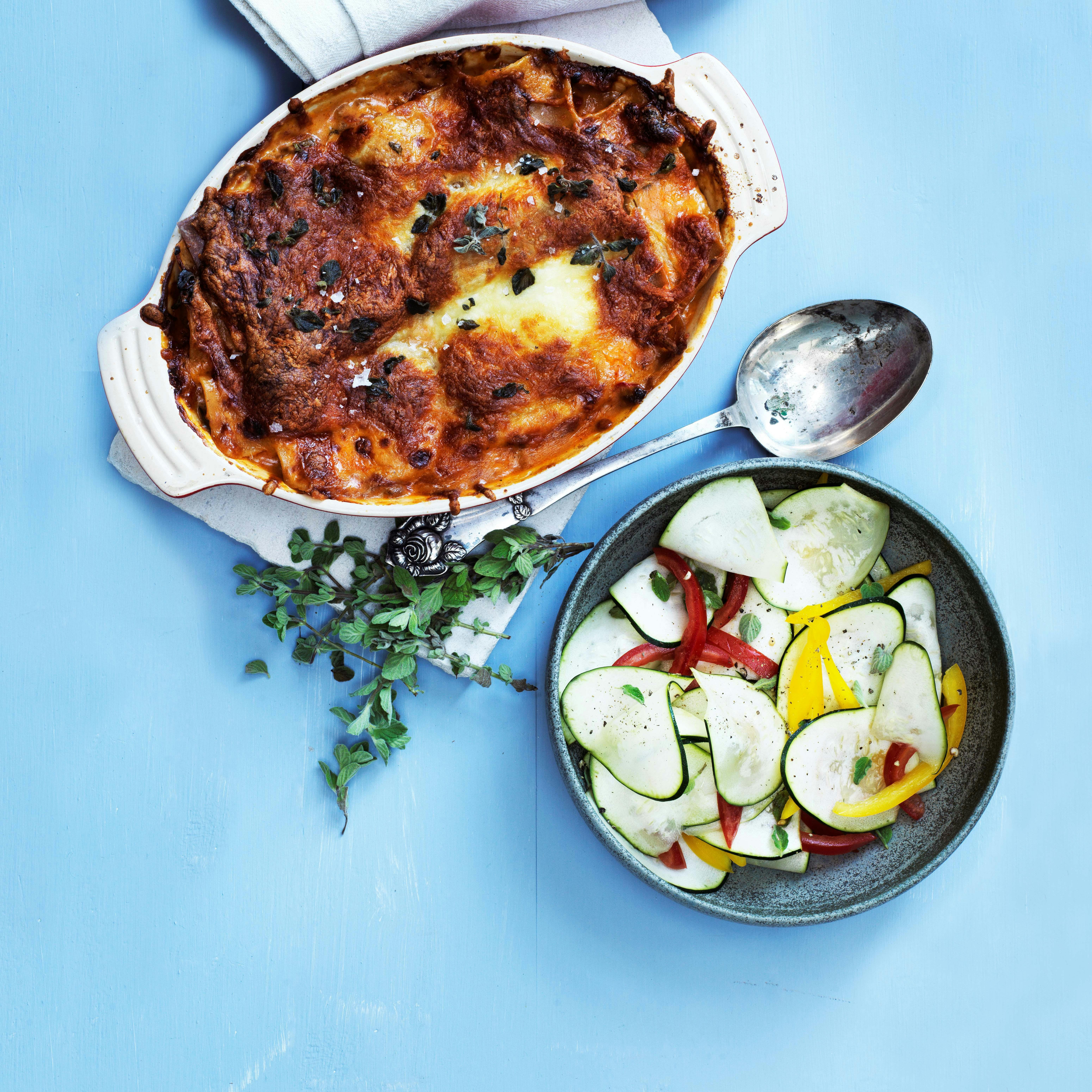 Lasagne med squash og kødsauce