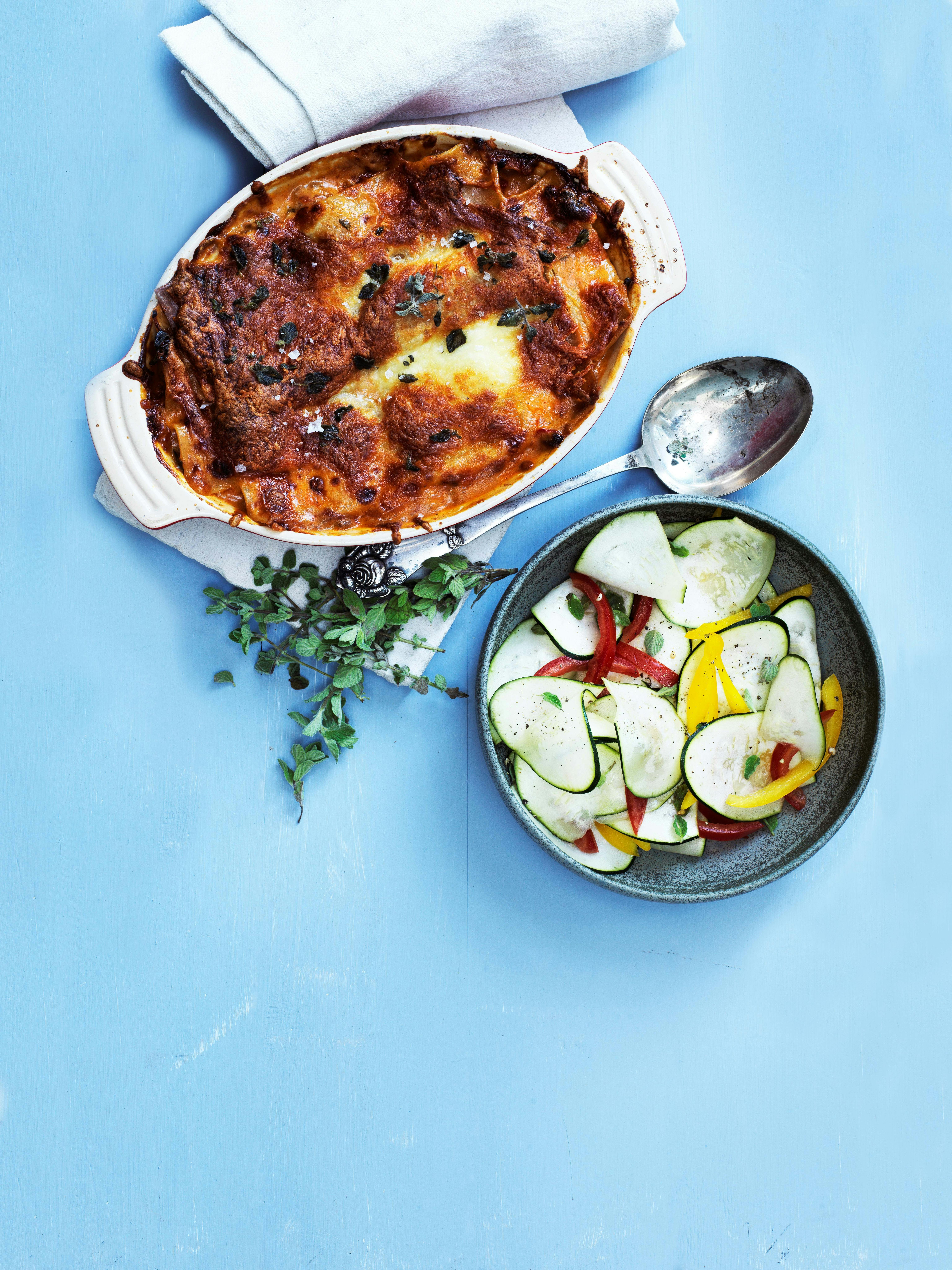 Lasagne med squash og kødsauce