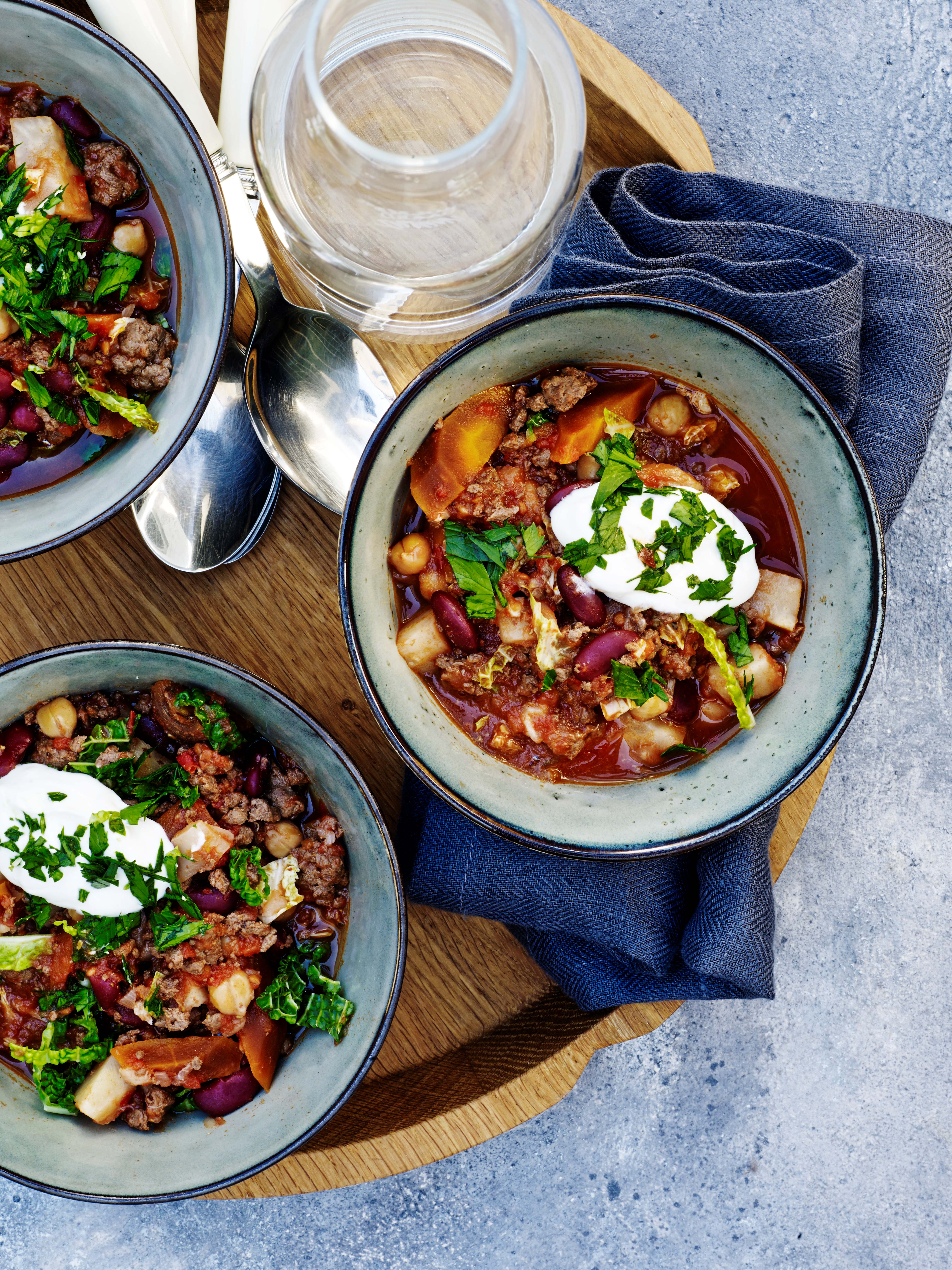 Chili con carne med selleri og gulerødder