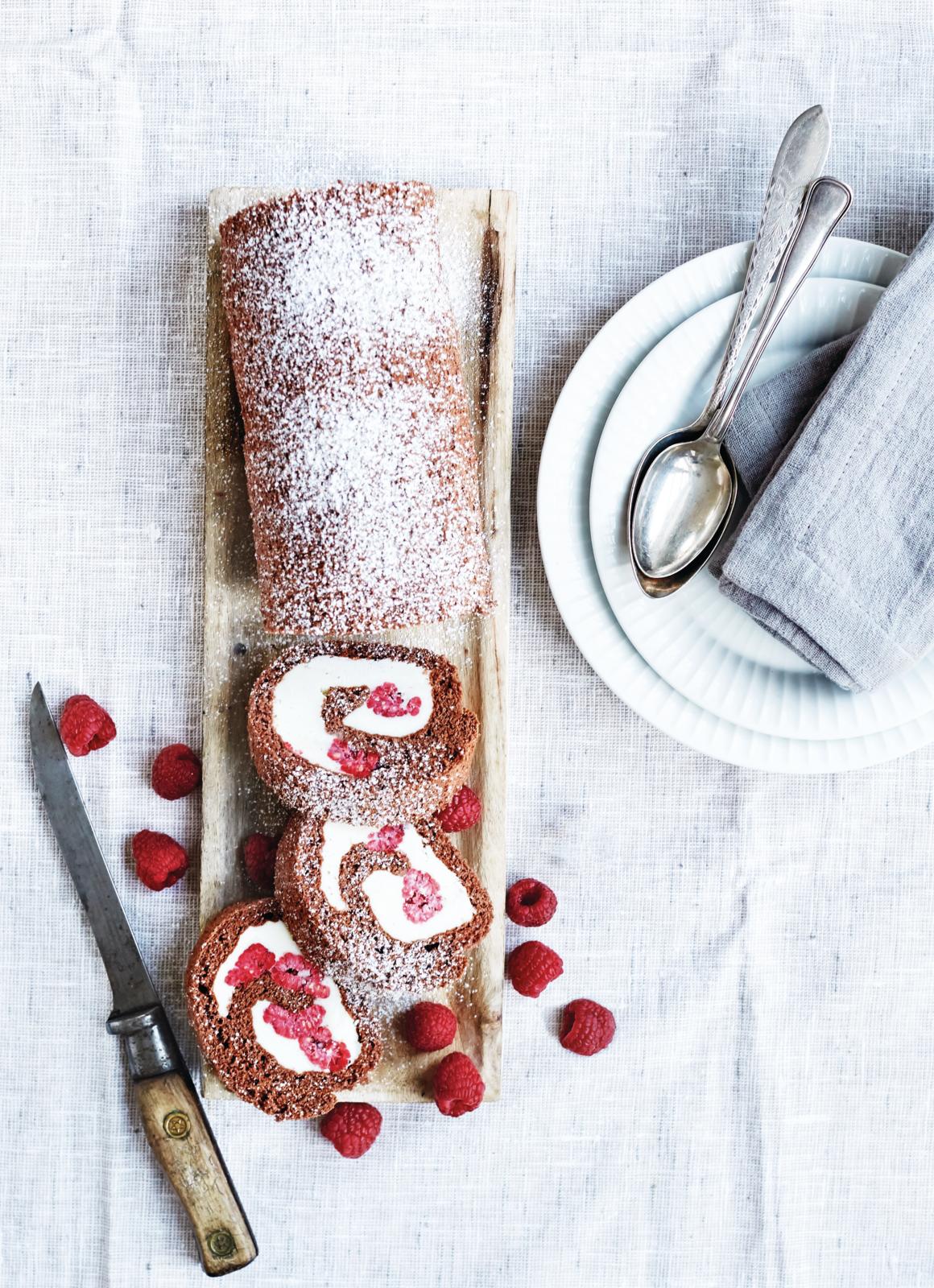 Isroulade med hindbær