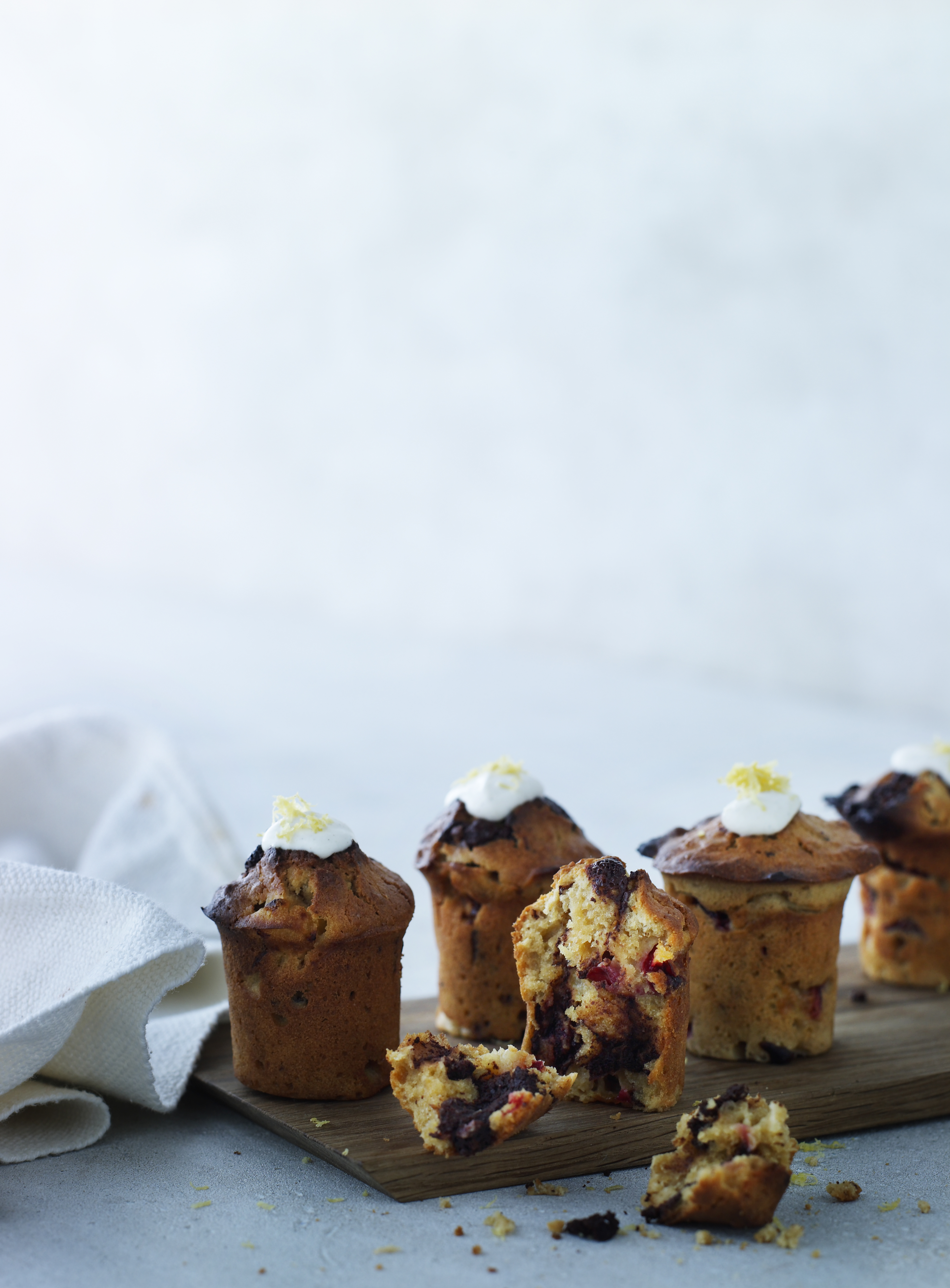 Muffins med blommer og chokolade