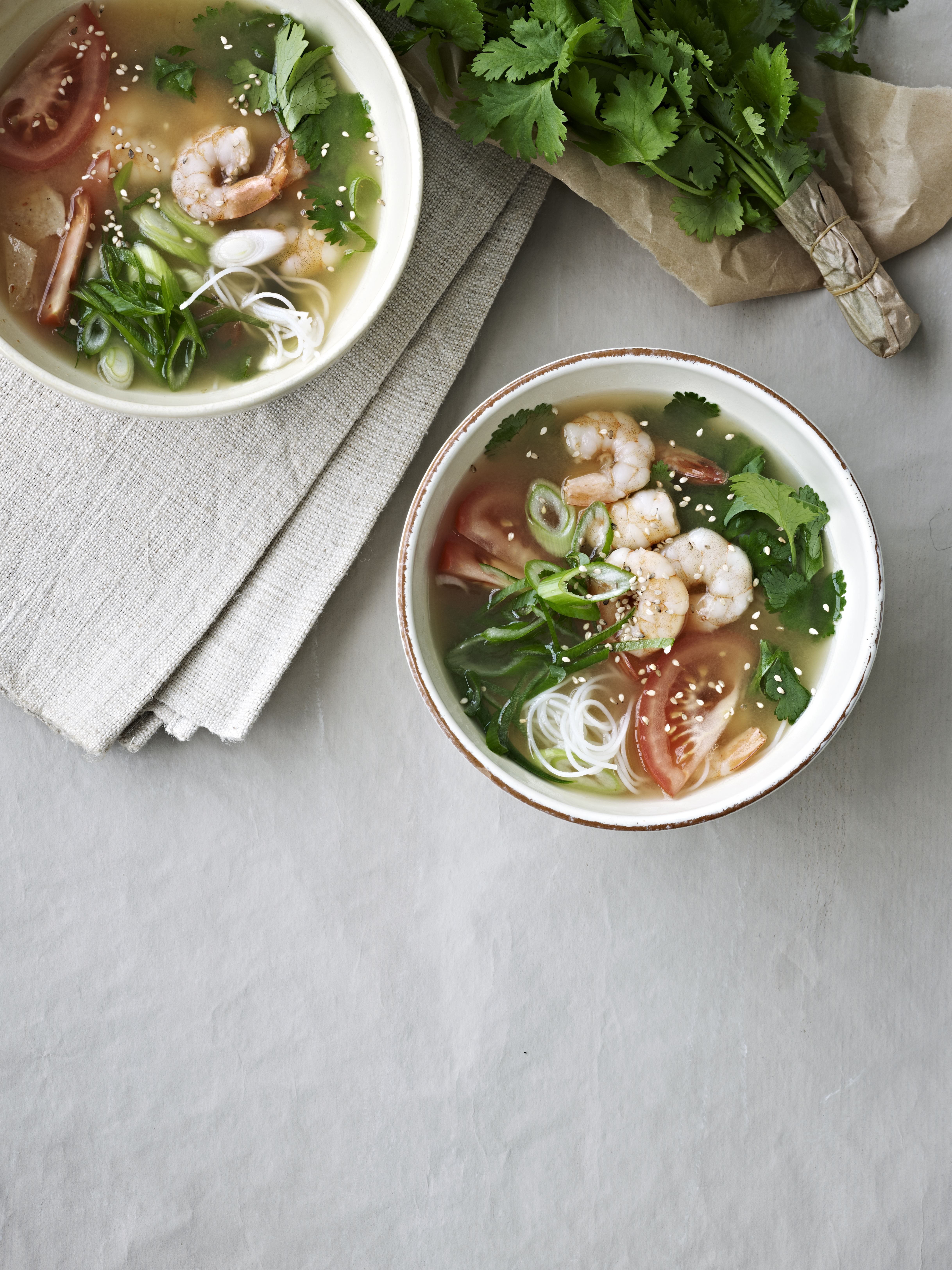 Spicy nudelsuppe med rejer