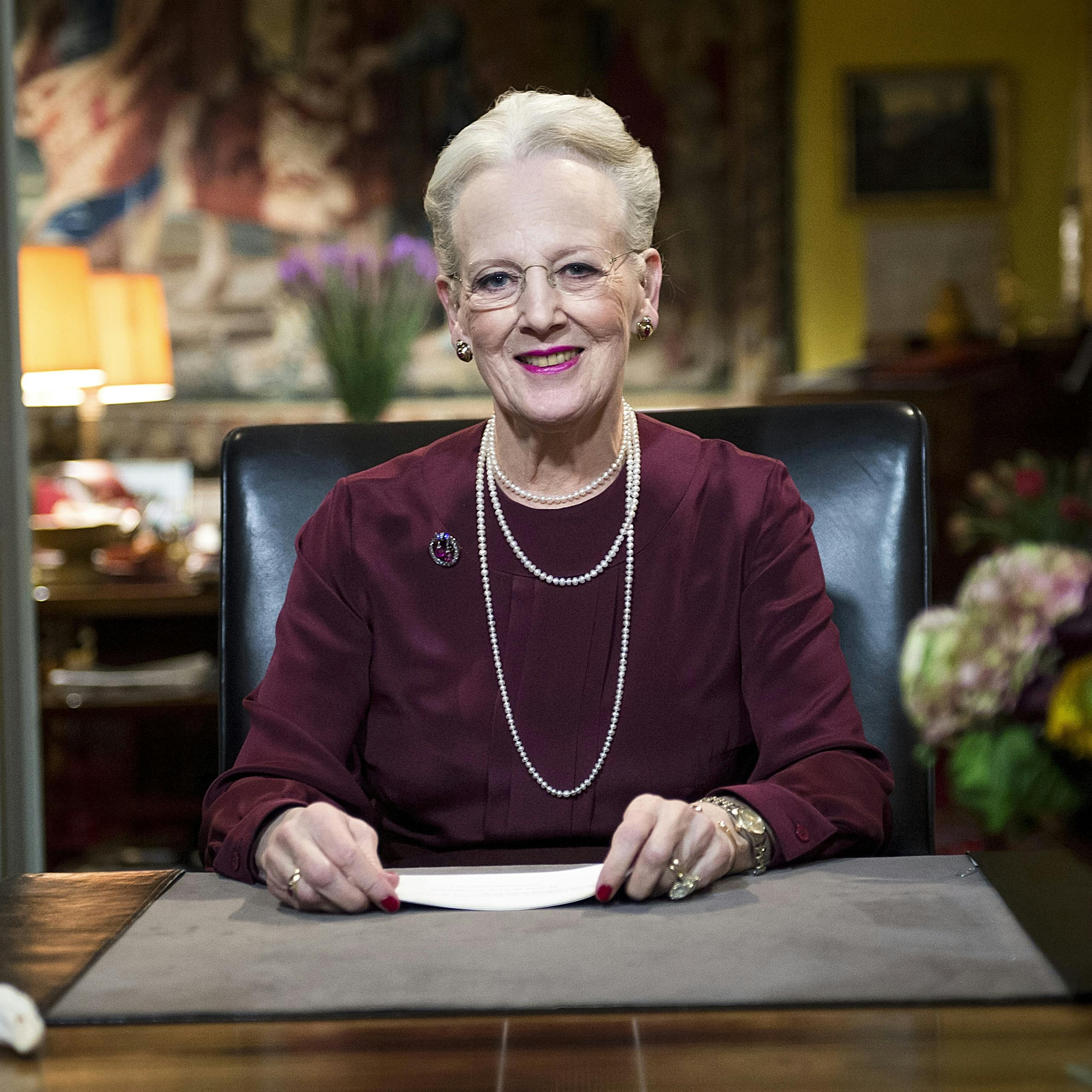 Dronning Margrethe holder sin nytårstale i Christian IXs palæ på Amalienborg mandag d. 31. december 2012.. (Foto: Keld Navntoft/Ritzau Scanpix)