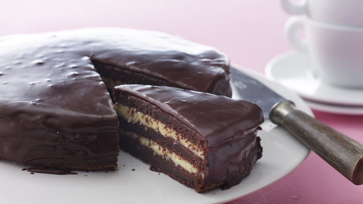 Perfekt chokoladekage med smørcreme. 