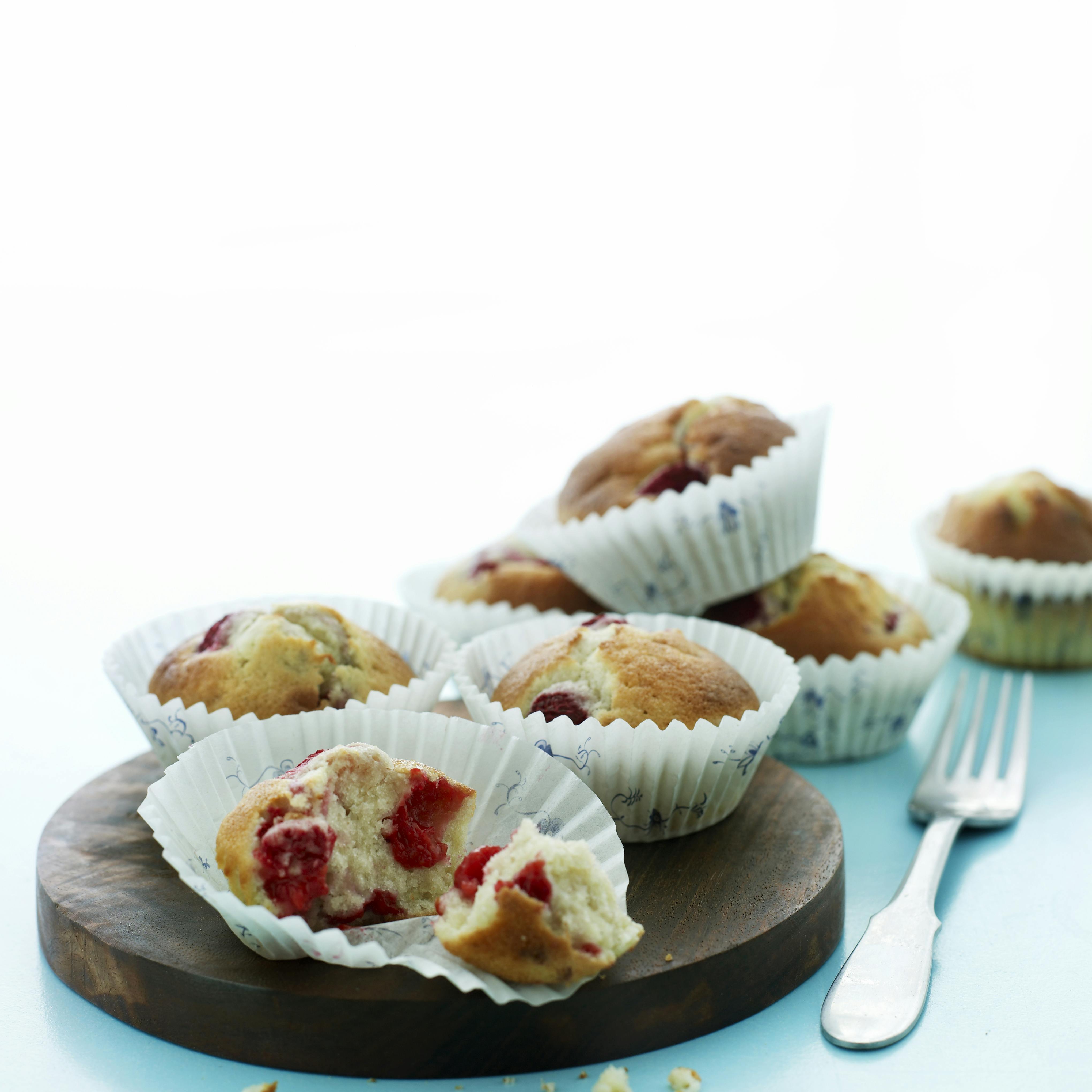 hindbær-muffins