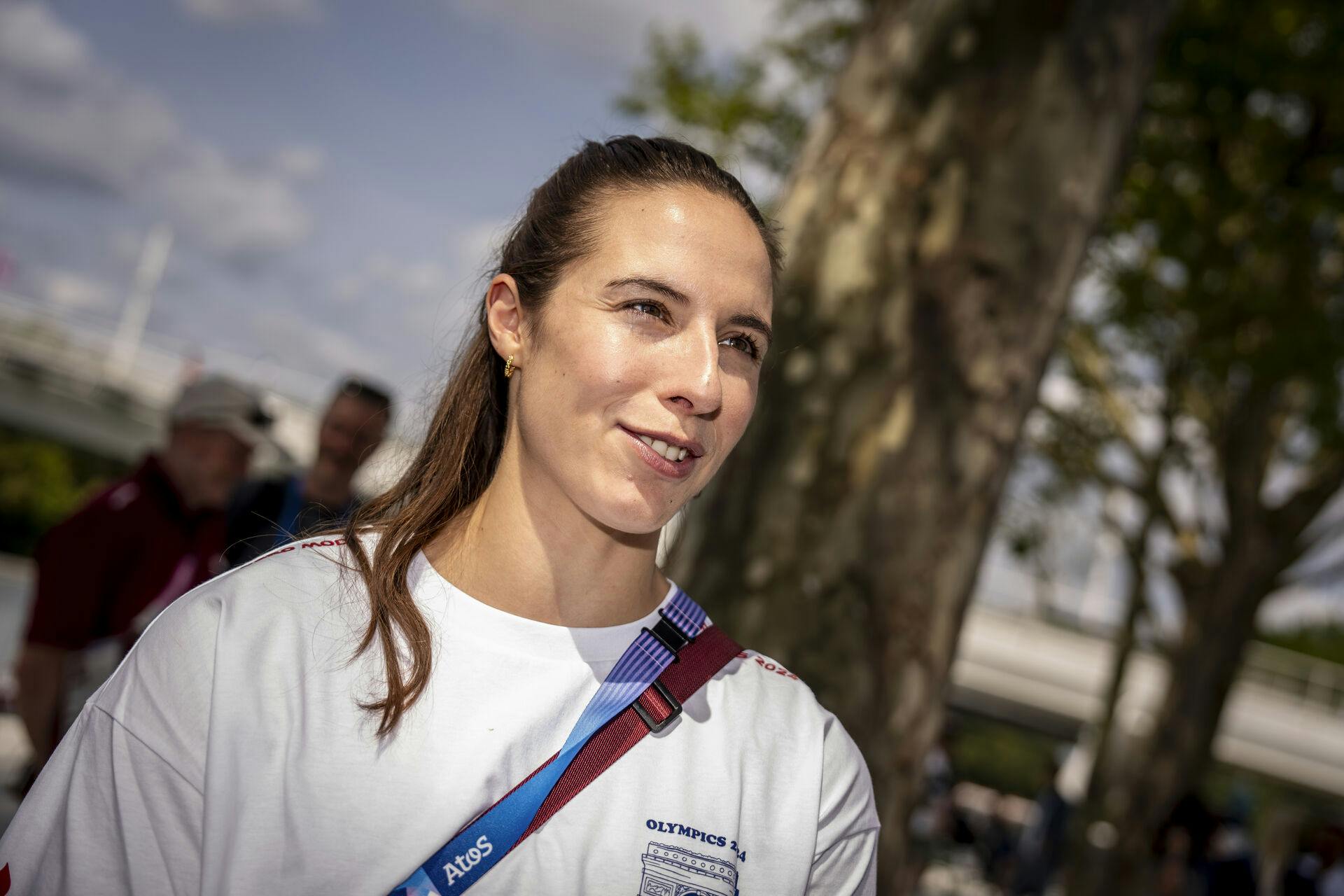 Håndboldspiller Louise Burgaard da Danmarks Idrætsforbund holder fælles pressemøde med de danske atleter i Village Plaza i OL-byen i Paris, onsdag den 24. juli 2024.. (Foto: Mads Claus Rasmussen/Ritzau Scanpix)