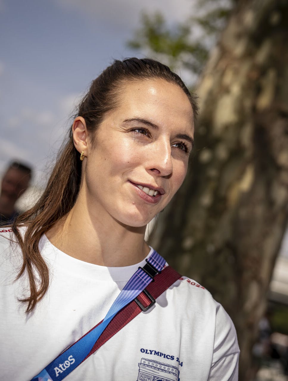 Håndboldspiller Louise Burgaard da Danmarks Idrætsforbund holder fælles pressemøde med de danske atleter i Village Plaza i OL-byen i Paris, onsdag den 24. juli 2024.. (Foto: Mads Claus Rasmussen/Ritzau Scanpix)