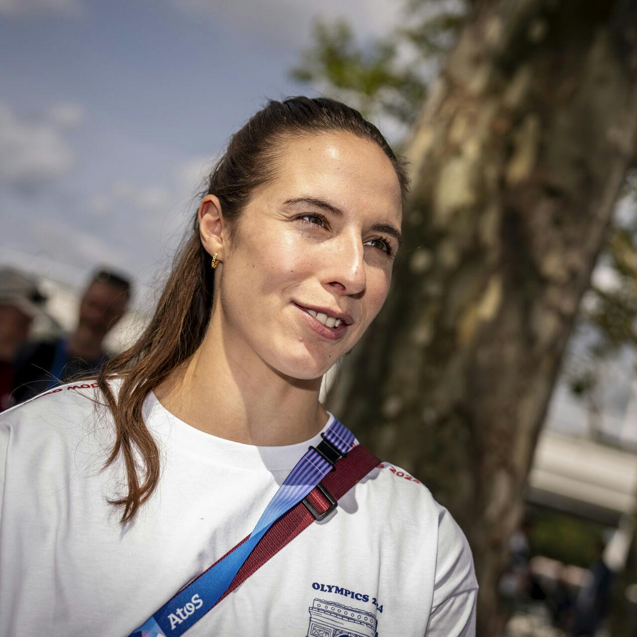 Håndboldspiller Louise Burgaard da Danmarks Idrætsforbund holder fælles pressemøde med de danske atleter i Village Plaza i OL-byen i Paris, onsdag den 24. juli 2024.. (Foto: Mads Claus Rasmussen/Ritzau Scanpix)