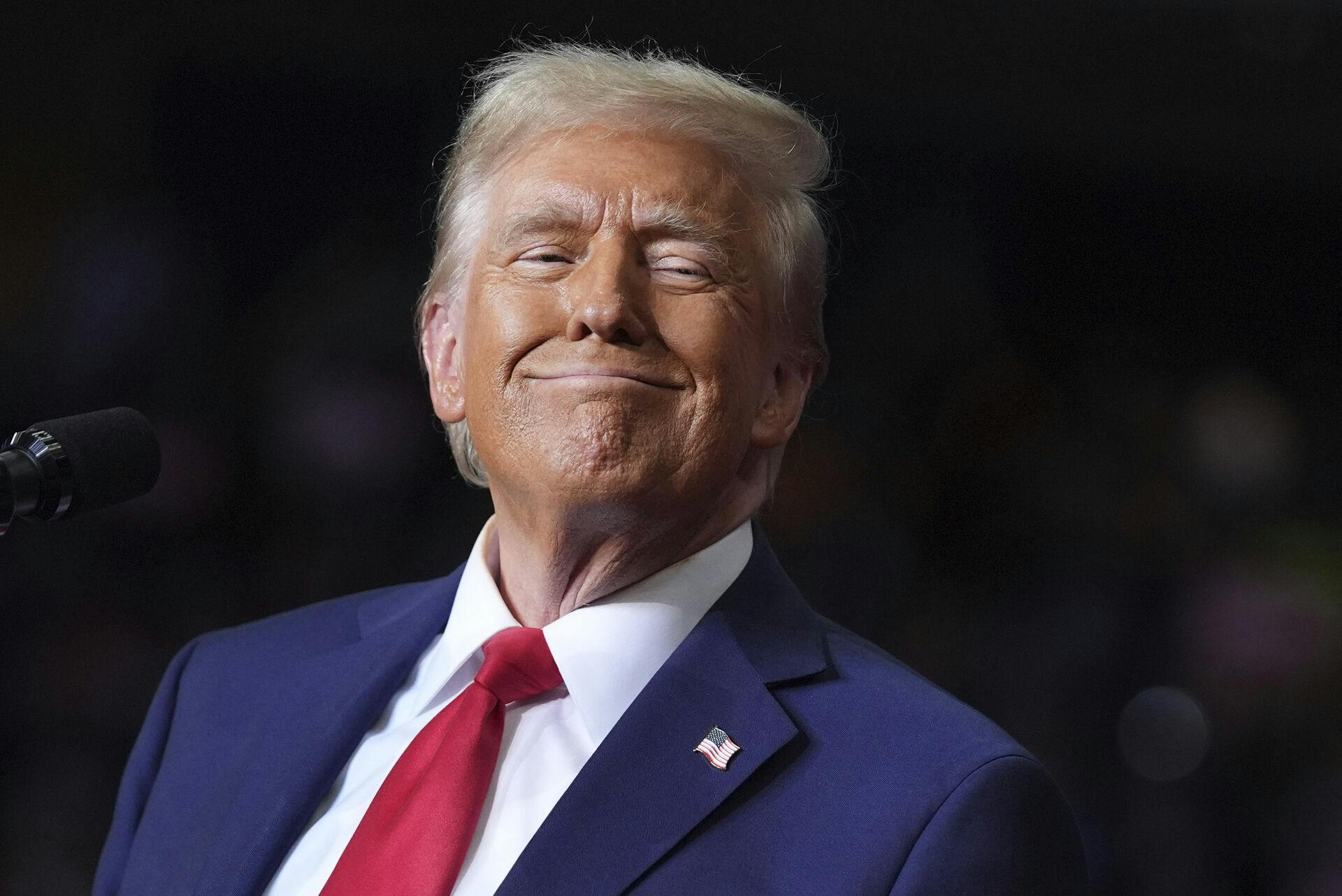 Republican presidential nominee former President Donald Trump speaks at a campaign rally at PPG Paints Arena, Monday, Nov. 4, 2024, in Pittsburgh, Pa. (AP Photo/Evan Vucci)