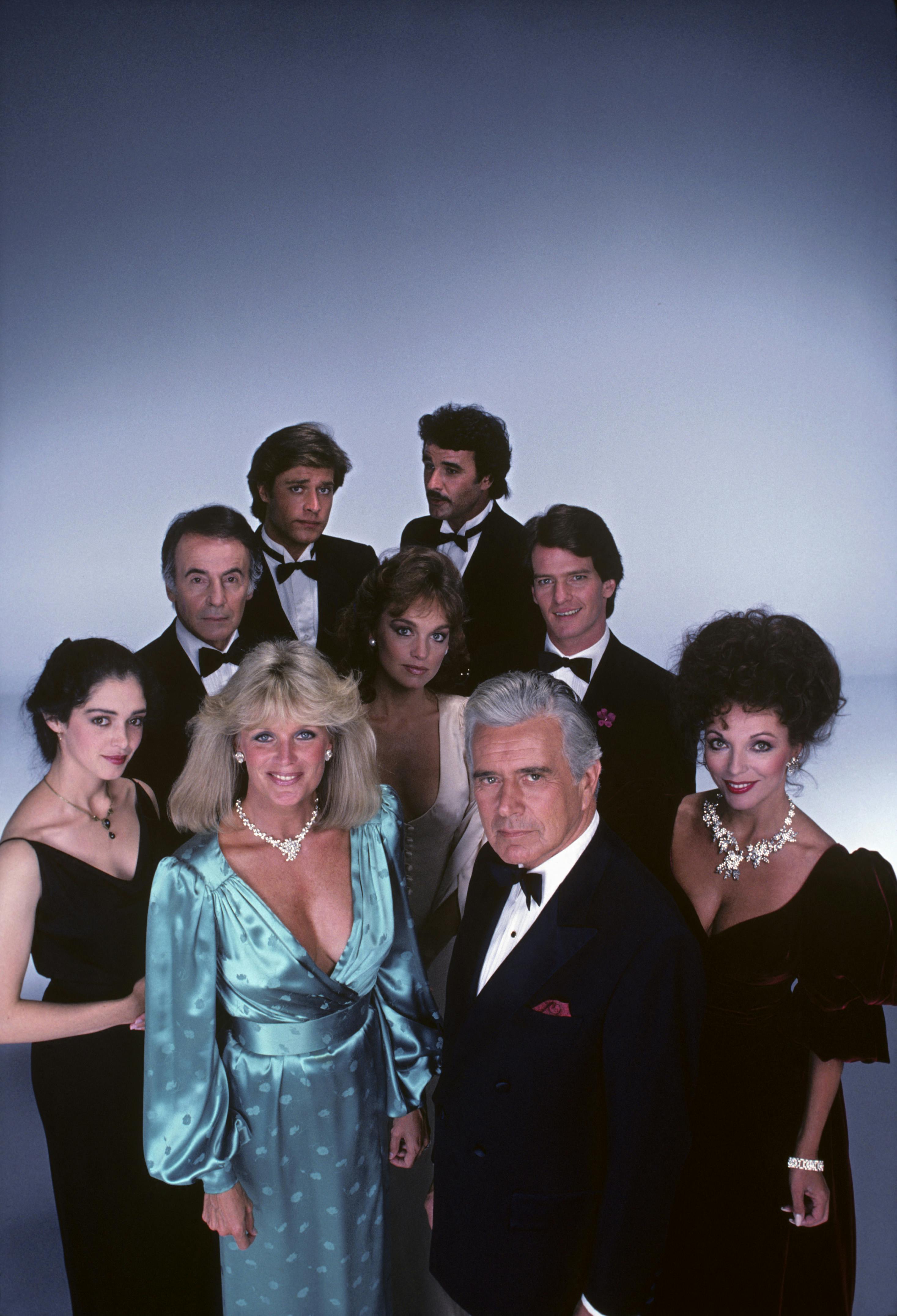 "Dynasty"Kathleen Beller, Lee Bergere, John James, Pamela Sue Martin, Geoffrey Scott, Gordon Thomson, Linda Evans, John Forsythe, Joan Collins1982** H.L. (Mega Agency TagID: MEGAM9295_146960.jpg) [Photo via Mega Agency]