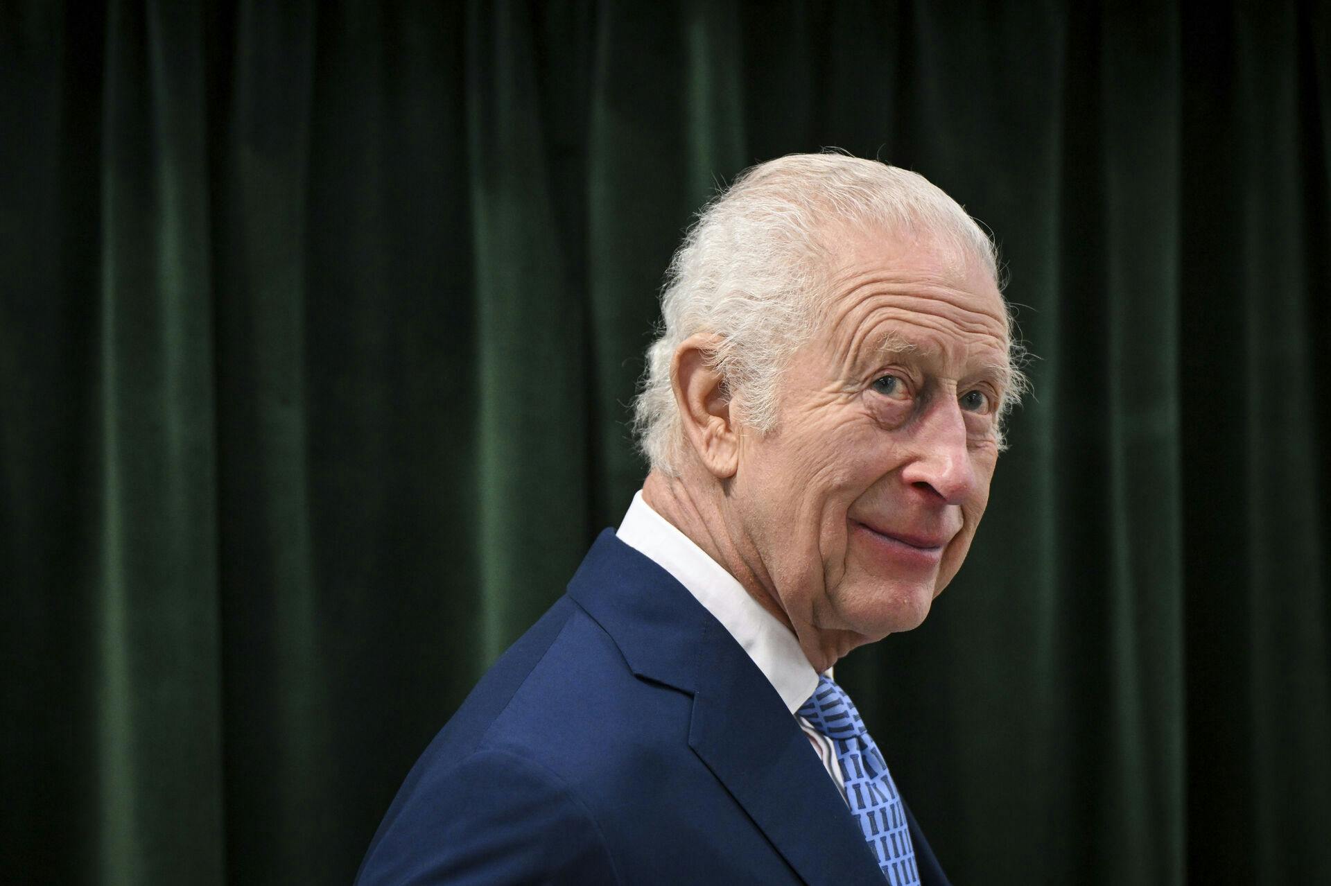 Britain's King Charles III smiles as he visits the Coronation Food Project hub, located at the Deptford Trading Estate, in South East London, Thursday, Nov. 14, 2024, on his 76th birthday and the first anniversary of the Coronation Food Project. (Justin Tallis/Pool Photo via AP)