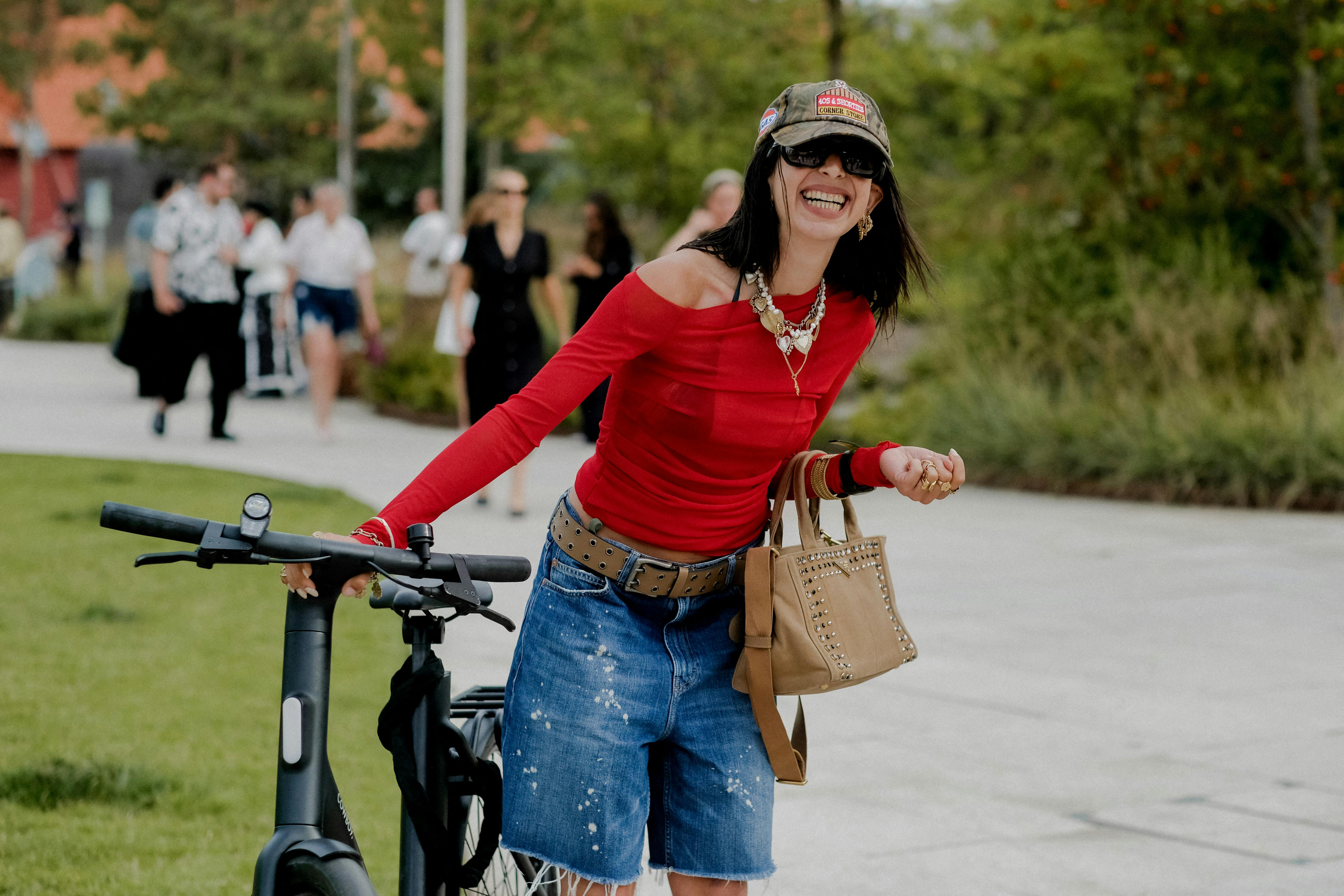 Street style, Selma Kaci Sebbagh arriving at Sinead O Dwyer Spring Summer 2025 show, held at Copenhagen Fashion Week, Denmark, on August 7th, 2024. Photo by Marie-Paola Bertrand-Hillion/ABACAPRESS.COM