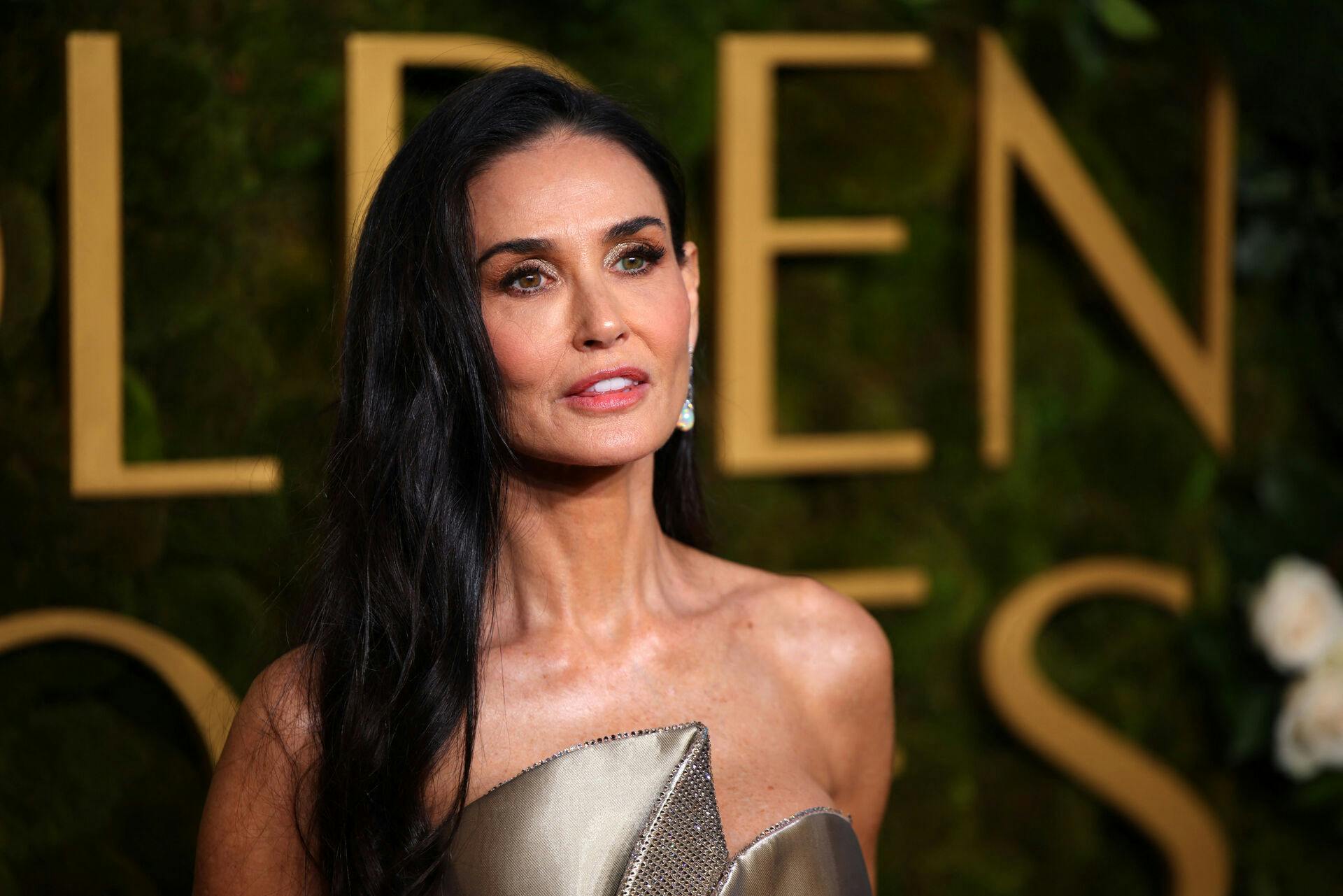 Demi Moore attends the 82nd Golden Globe Awards in Beverly Hills, California, U.S., January 5, 2025. REUTERS/Daniel Cole