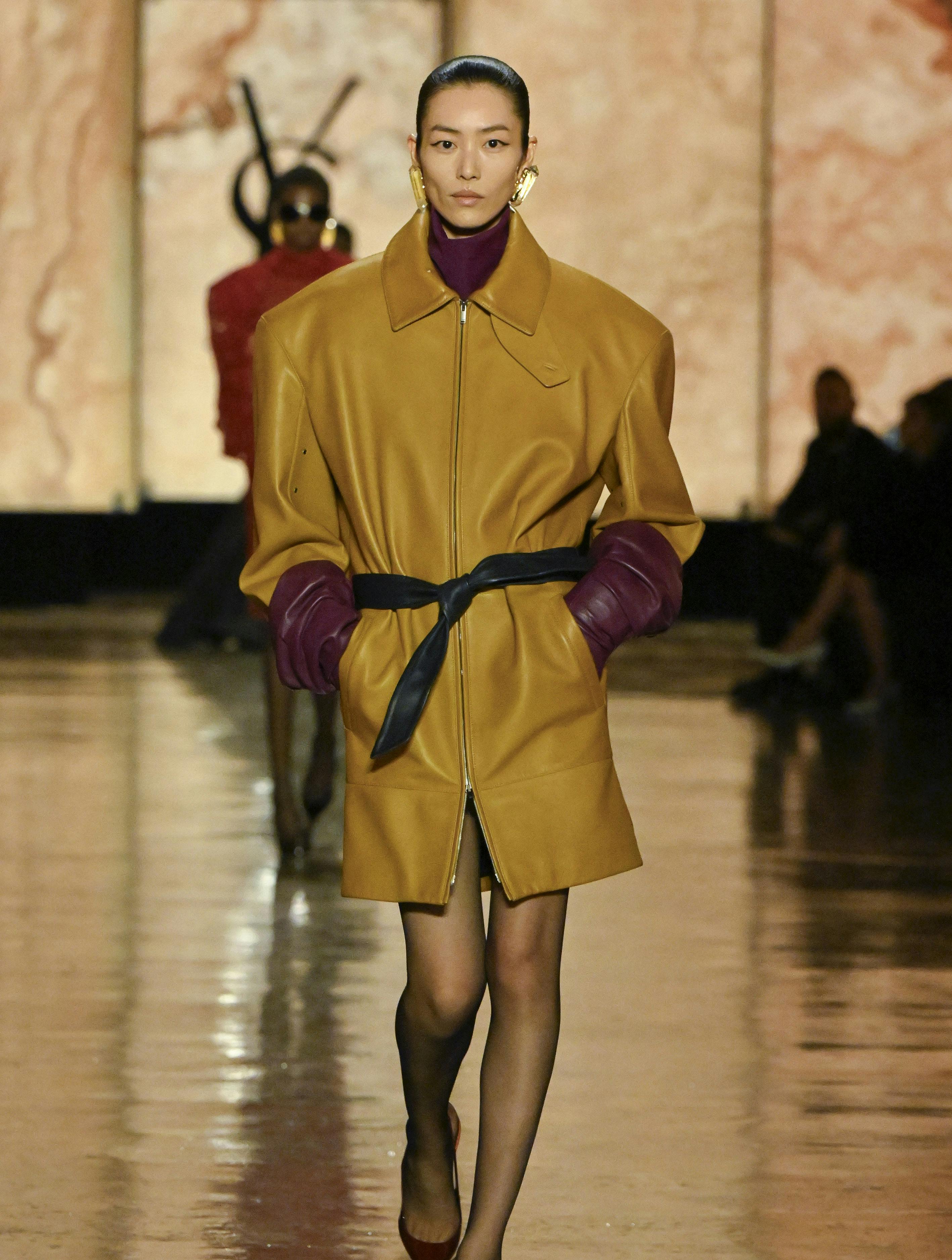 Model Liu Wen walks on the runway during the Saint Laurent Ready to Wear Fashion Show at Paris Fashion Week Women F/W 2025 in Paris, France on March 11, 2025. (Photo by Jonas Gustavsson/Sipa USA)