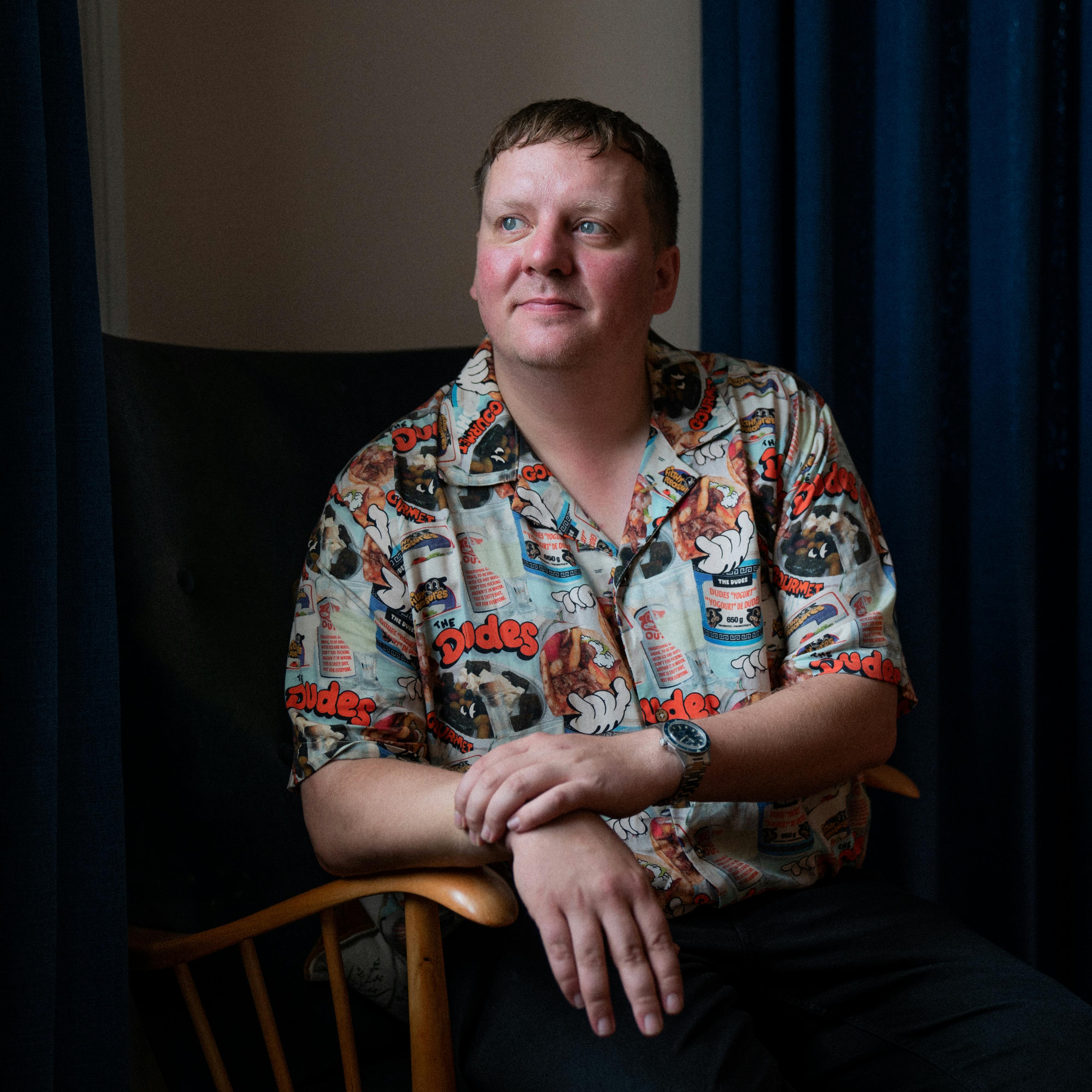 Jesper Ole Feit Andersen på et TV2-pressemøde om femte sæson af Sygeplejeskolen, i Kanalhuset i København fredag den 23. september 2022. (Foto: Ida Marie Odgaard/Ritzau Scanpix)