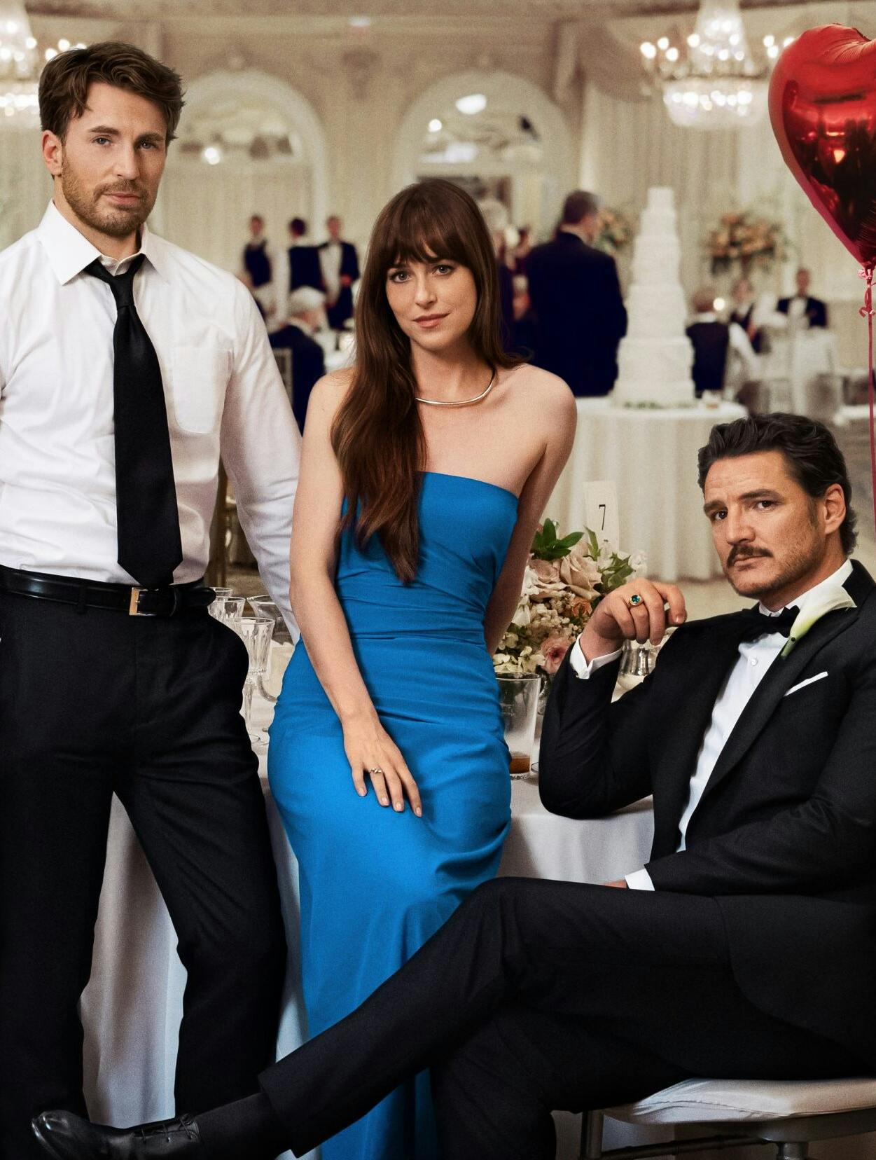 Chris Evans, Dakota Johnson og Pedro Pascal i 'Materialists'