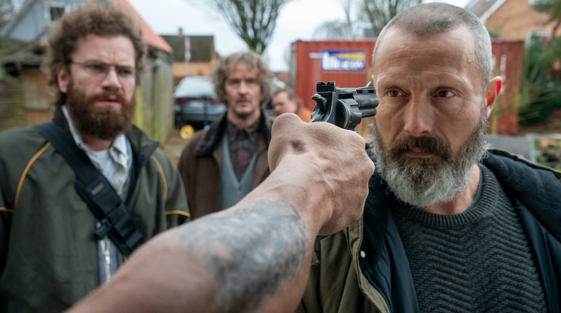 Nikolaj Lie Kaas, Lars Brygmann og Mads Mikkelsen i 'Retfærdighedens Ryttere'