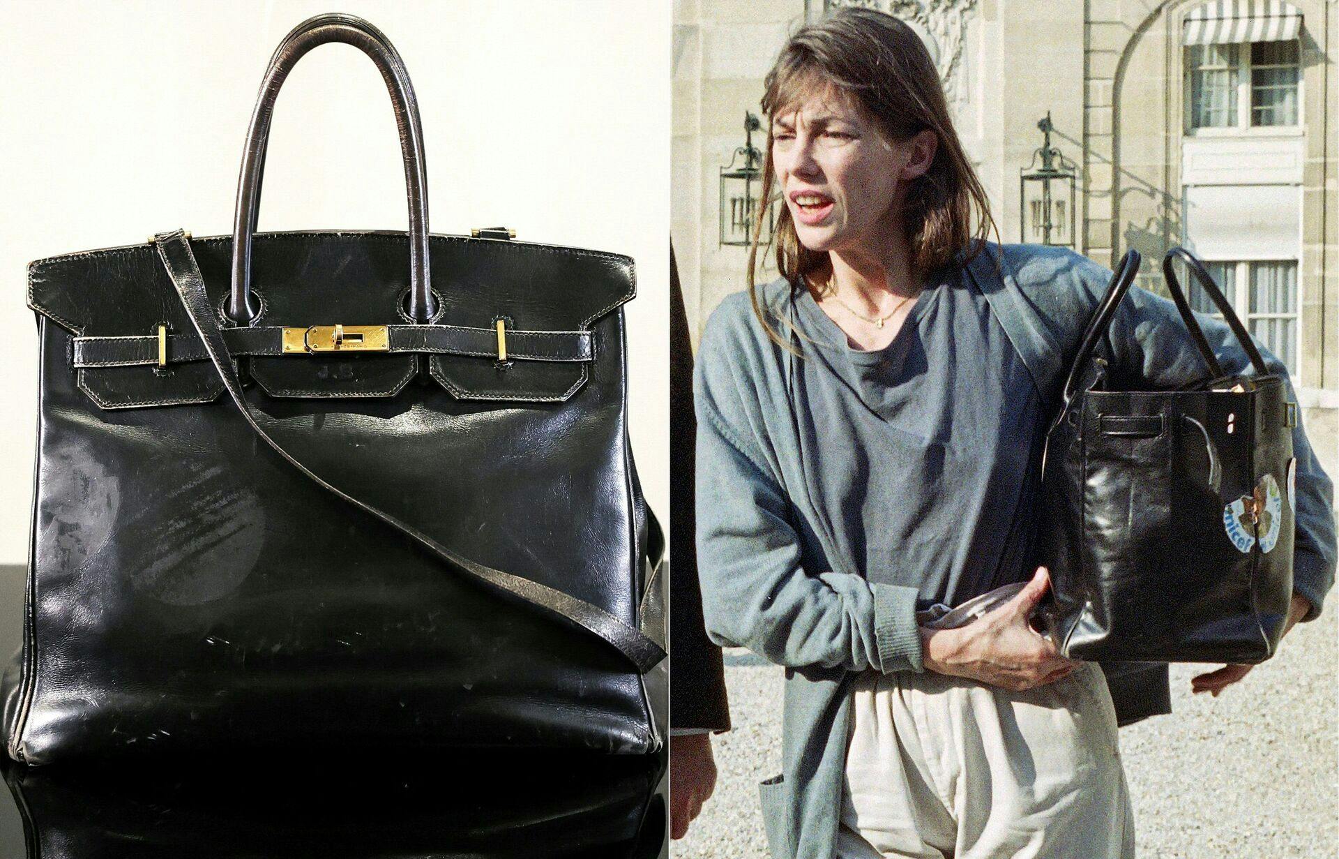 Her ses Jane Birkin i maj 1990 med tasken, der nu er solgt for en formue.