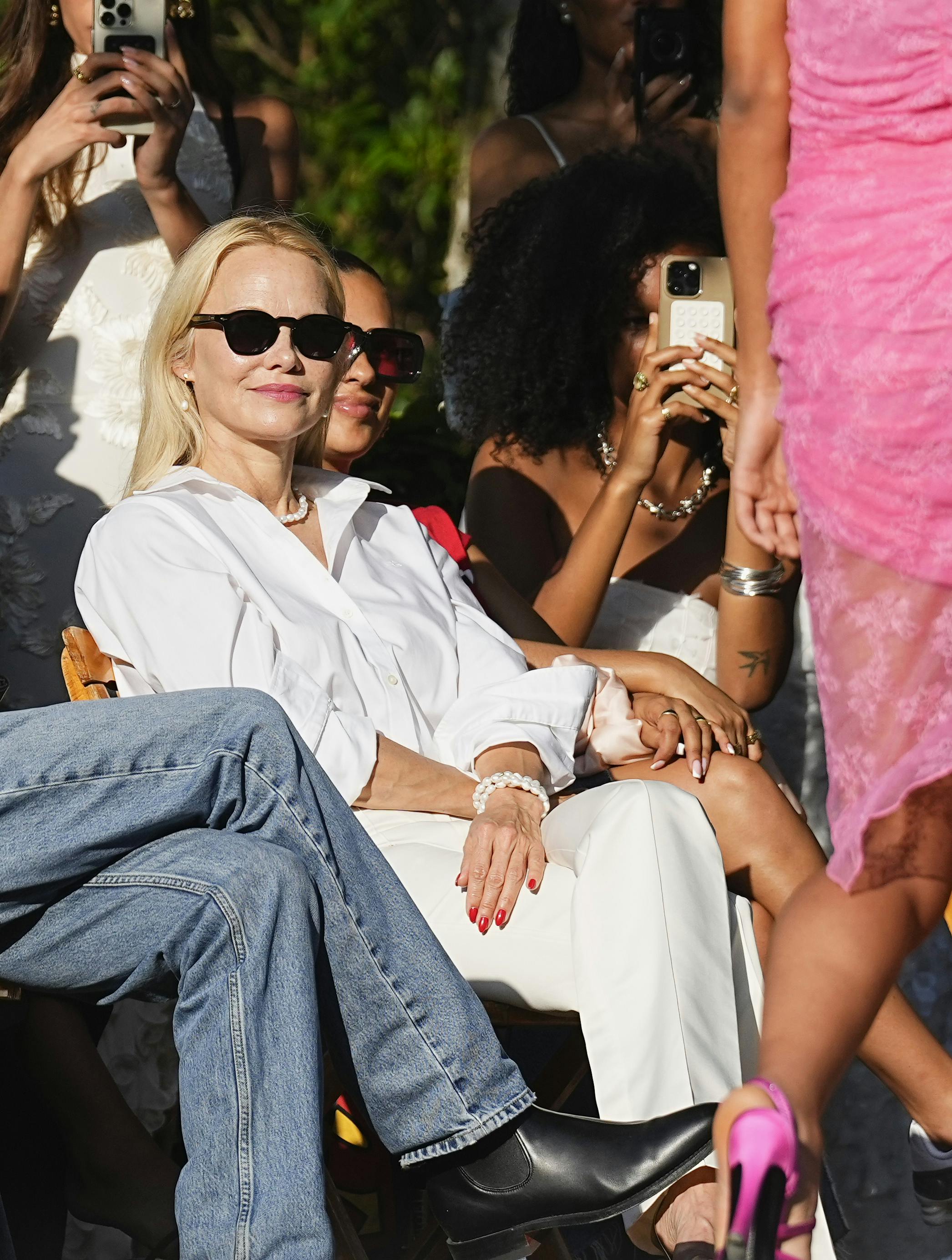 Pamela Anderson til ROTATE show under Copenhagen Fashion Week den 8. august 2024 i København.