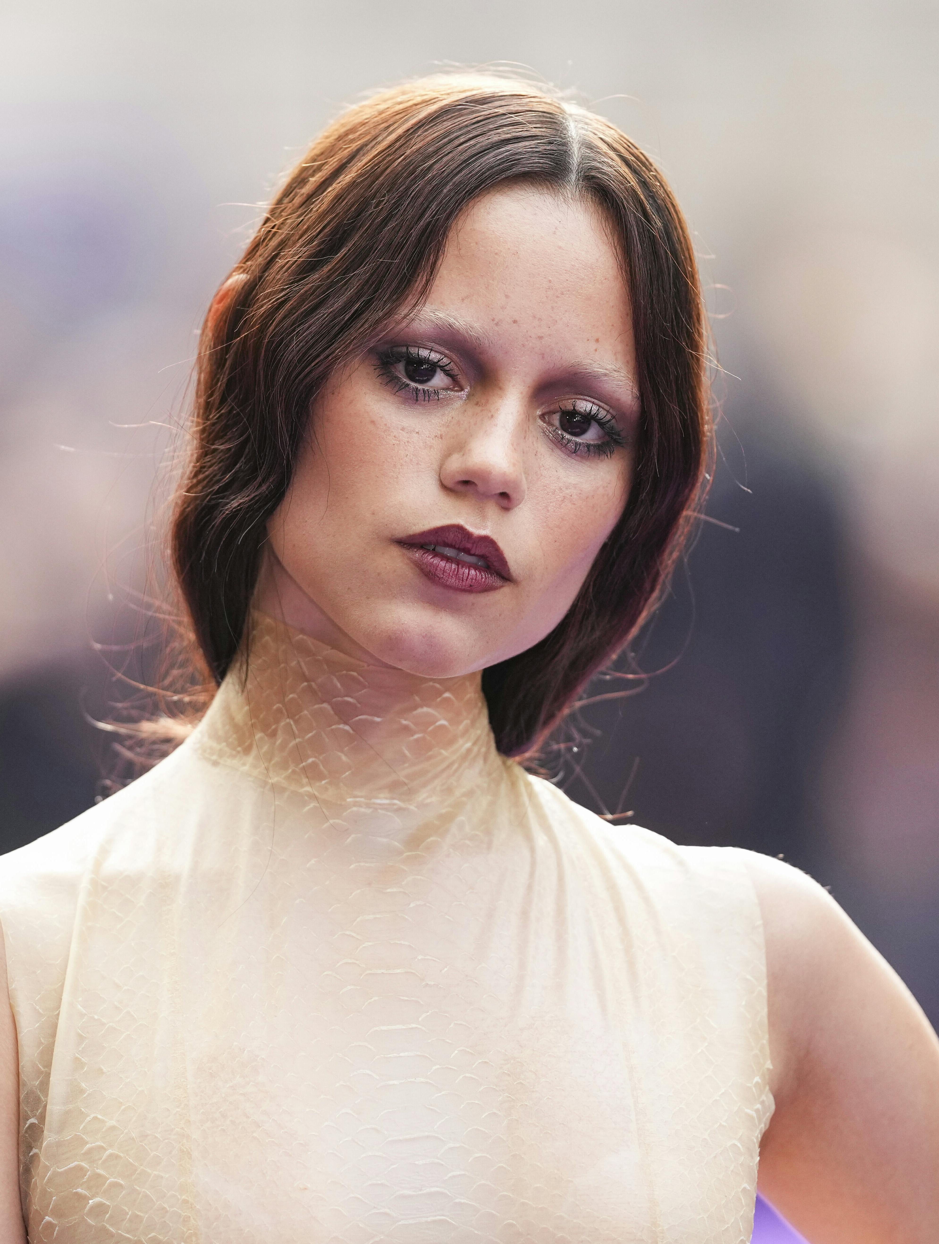 Jenna Ortega poses for photographers upon arrival at the premiere of the the television series 'Wednesday' on Wednesday, July 30, 2025, in London. (Photo by Scott A Garfitt/Invision/AP)