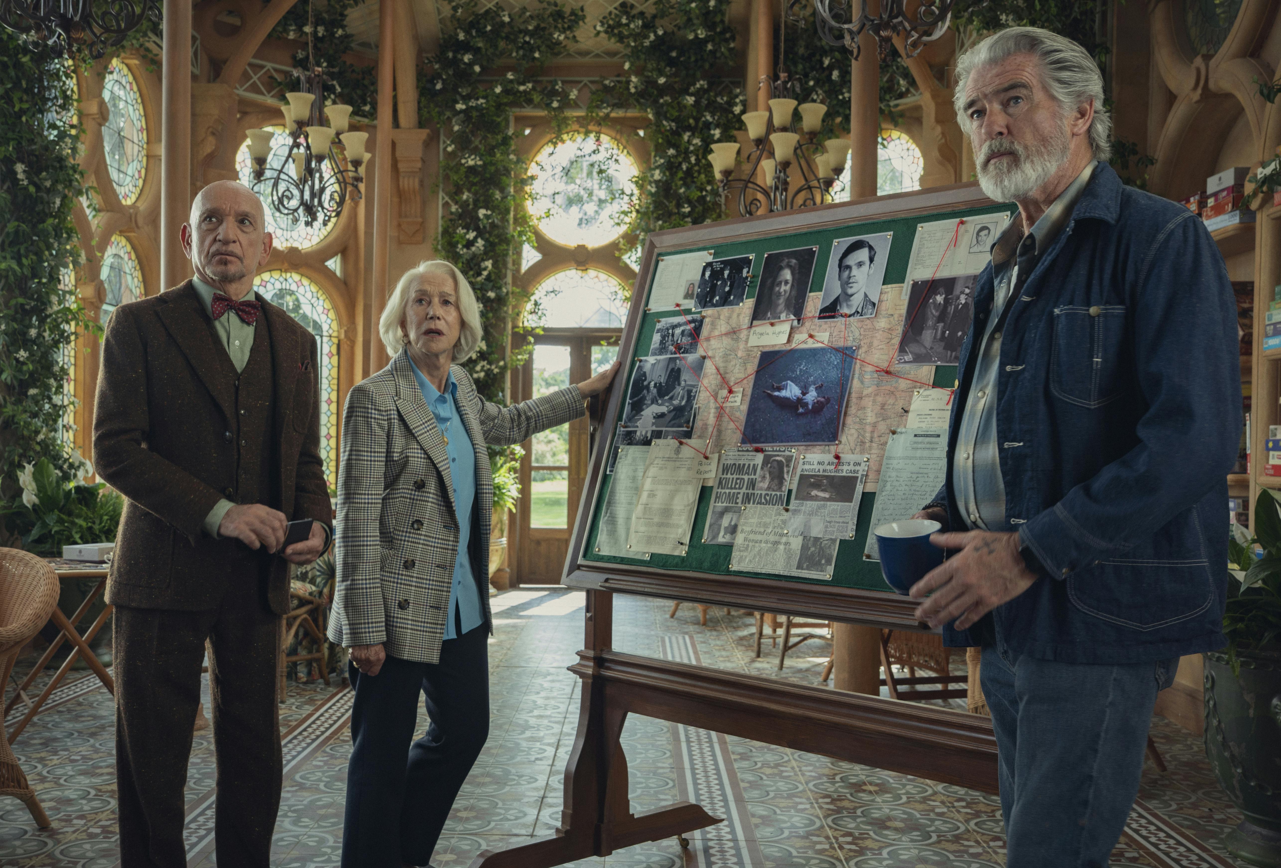 Ben Kingsley, Helen Mirren og Pierce Brosnan i 'Torsdagsmordklubben' 