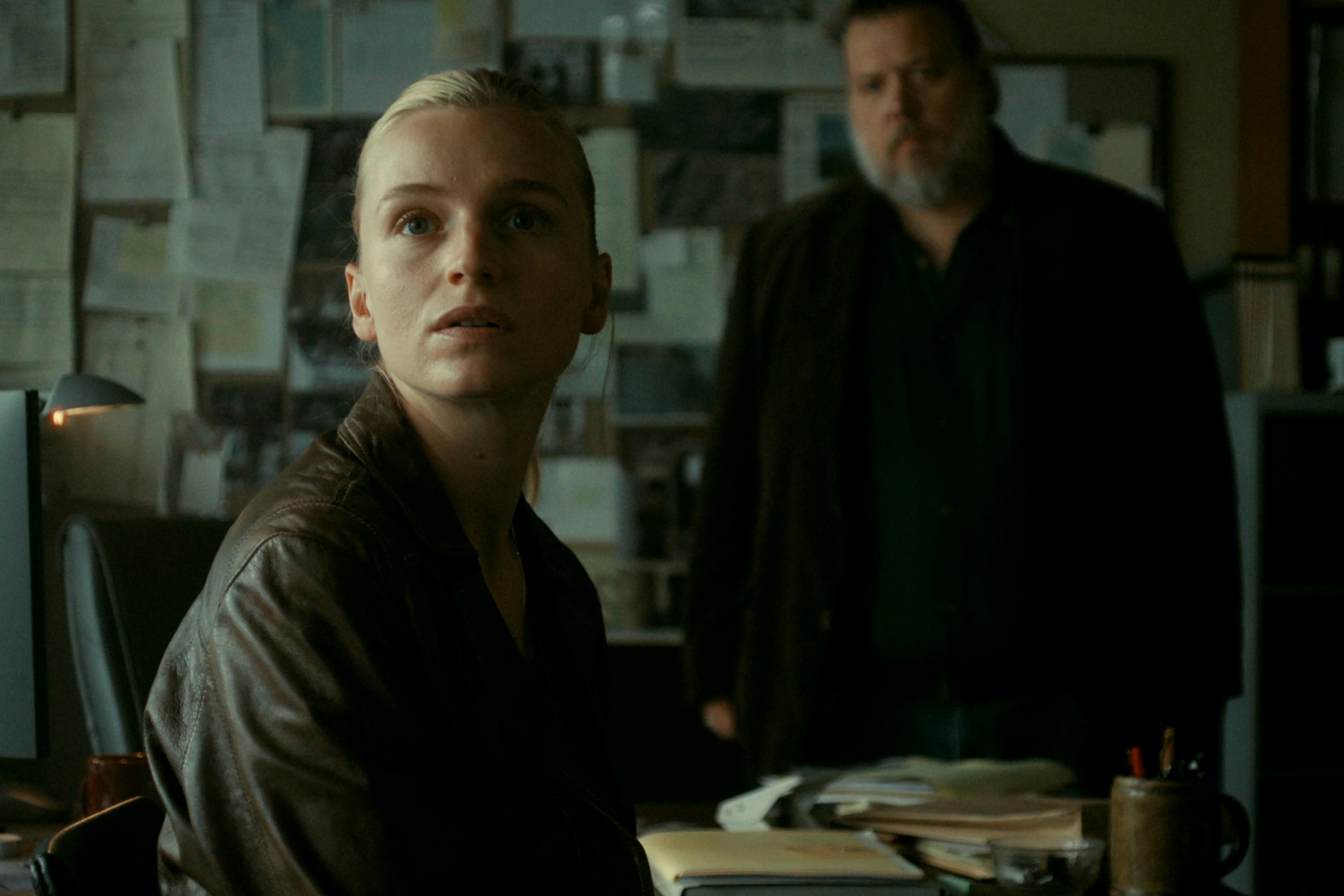 The Legend. (L to R) Clara Dessau as Sara/Tea and Nicolas Bro as Folke in The Legend. Cr. Courtesy of Netflix © 2024