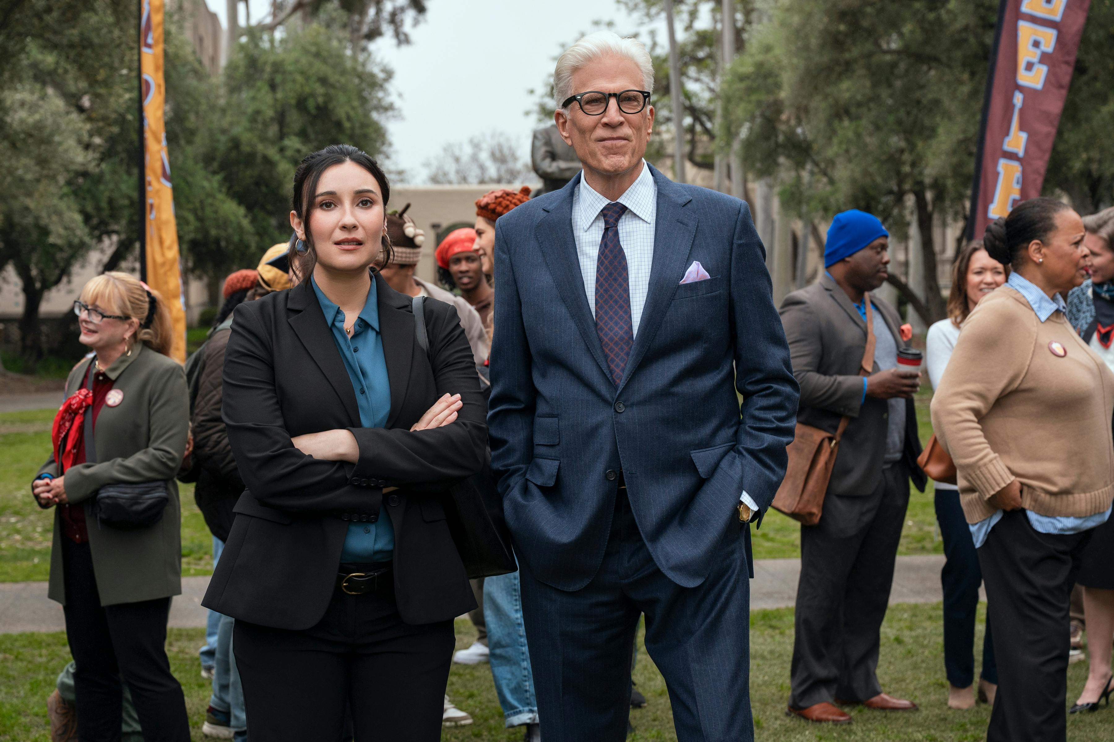 A Man on the Inside. (L to R) Lilah Richcreek Estrada as Julie, Ted Danson as Charles in episode 204 of A Man on the Inside. Cr. Colleen E. Hayes/Netflix © 2025