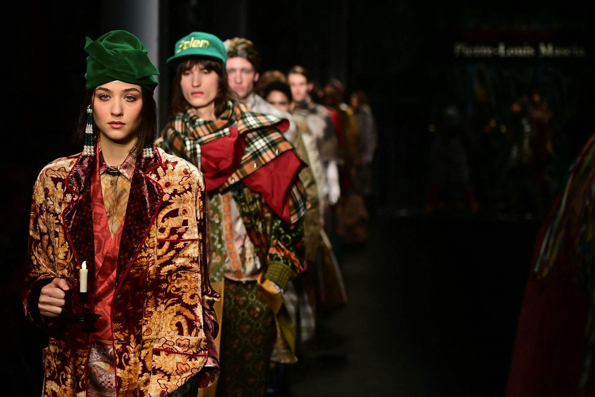 Models walk the runway during the Pierre-Louis Mascia collection show at Milan's Fashion Week Men's Fall / Winter 2025-2026 in Milan, on January 17, 2025 (Photo by Piero CRUCIATTI / AFP)