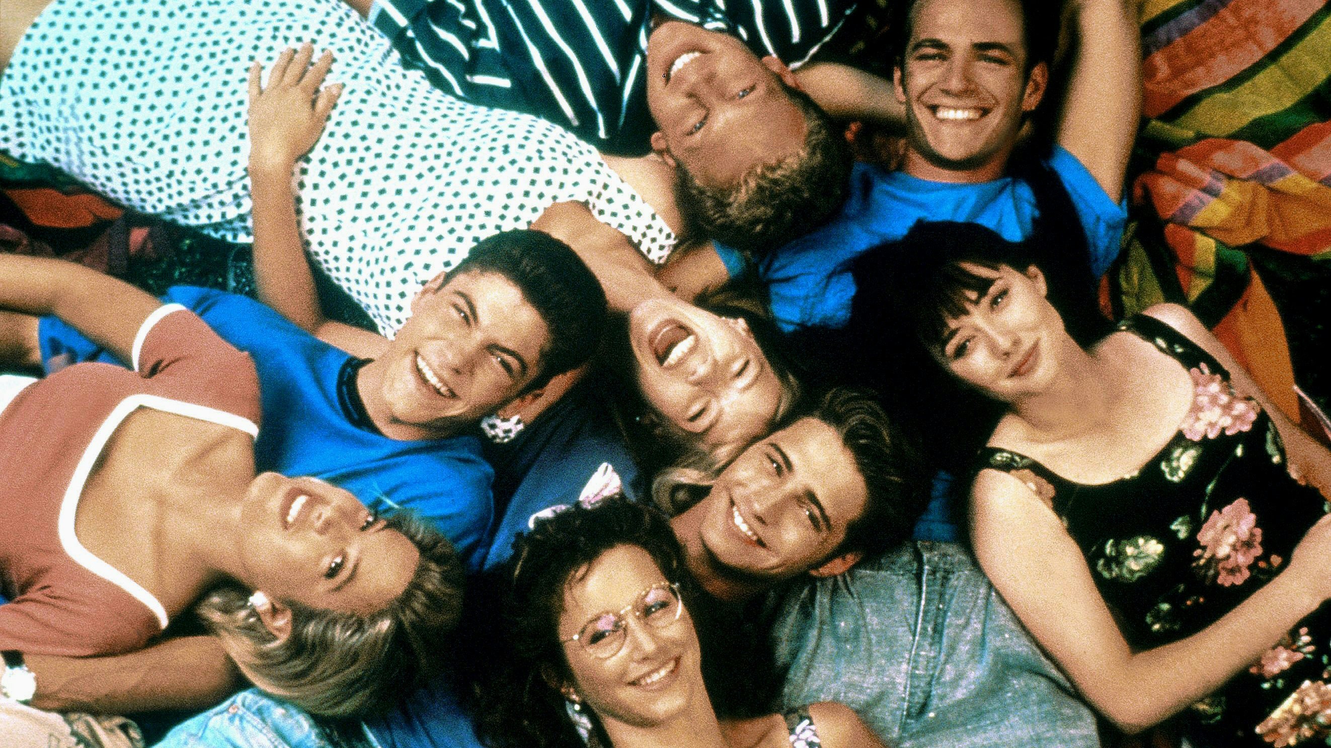 Ian Ziering, Luke Perry, Brian Austin Green, Jennie Garth, Shannen Doherty, Tori Spelling, Gabrielle Carteris & Jason Priestley Television: Beverly Hills, 90210 (TV-Serie) Usa 1990?2000, 04 October 1990 Date: 04 October 1990
