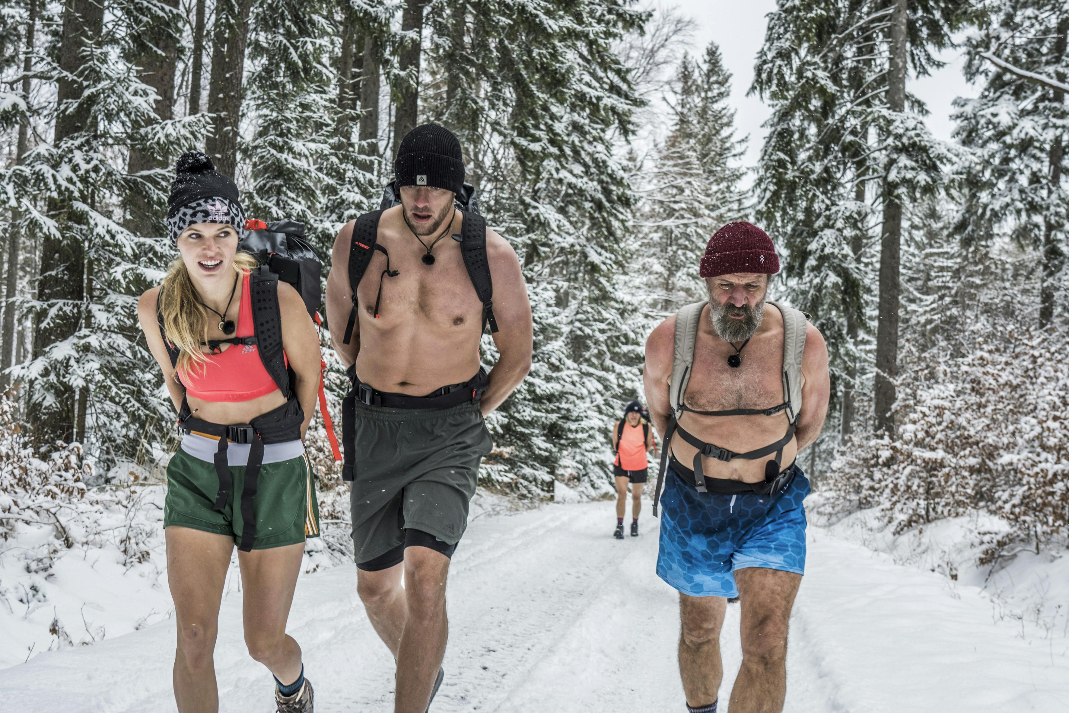 Her ses Caroline med ægtemanden David Lee og kuldeeksperten Wim Hof