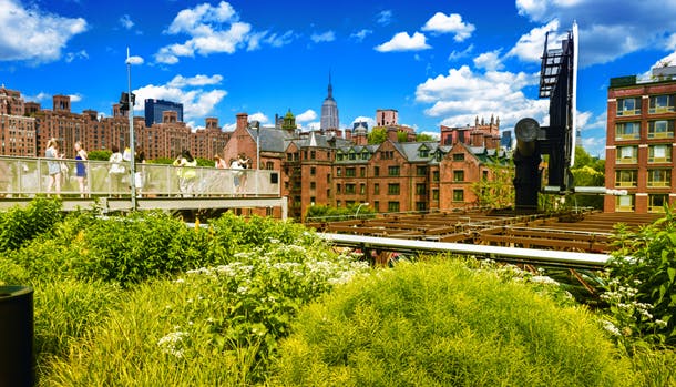 High Line Park i New York er en smal park anlagt på en gammel højbane