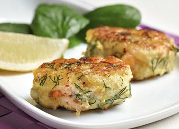 Fiskefrikadeller med rejer og dild