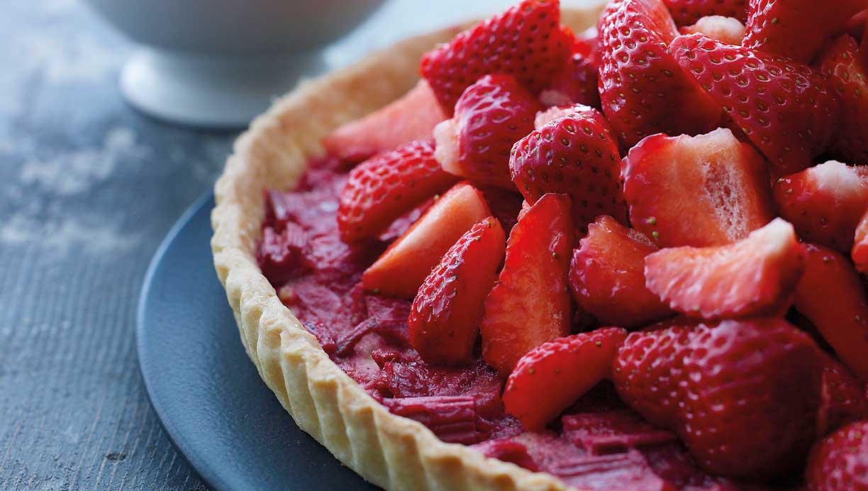 Rabarber- og jordbærtærte